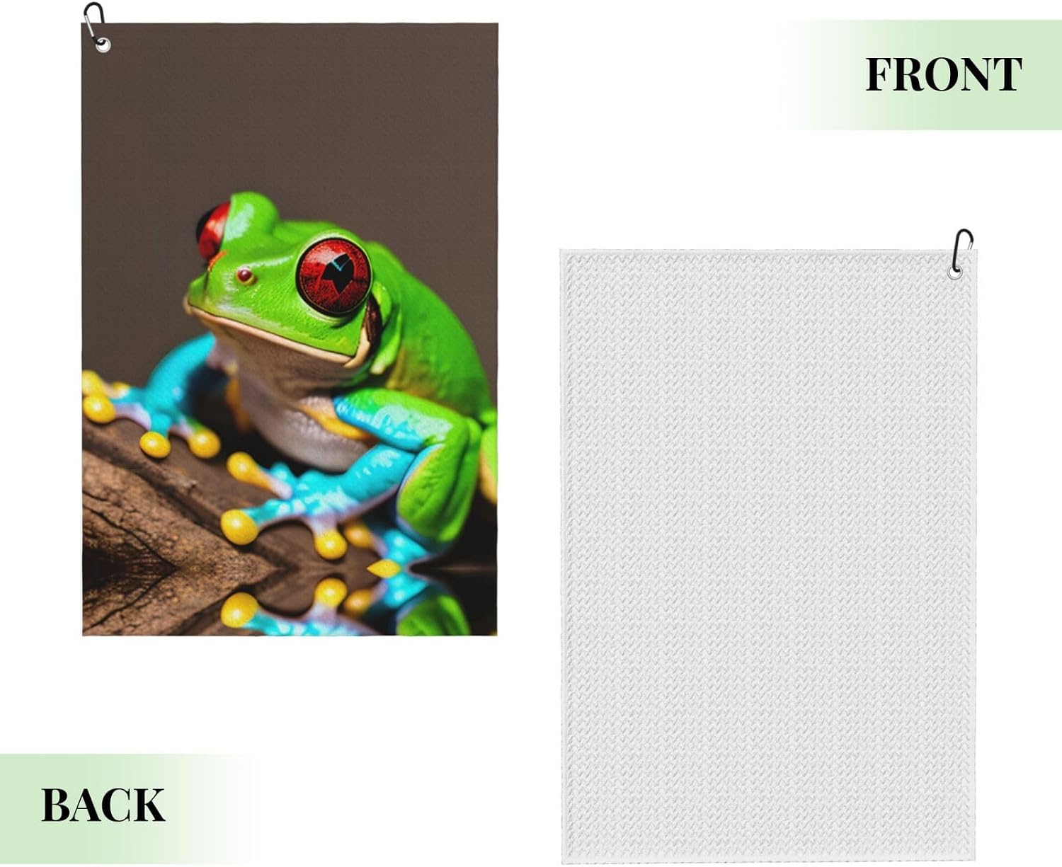 Red Eyes Tree Frogs Print Microfiber Golf Towel with Clip Funny Golf Accessories Golf Gifts for Men Women Club Towels