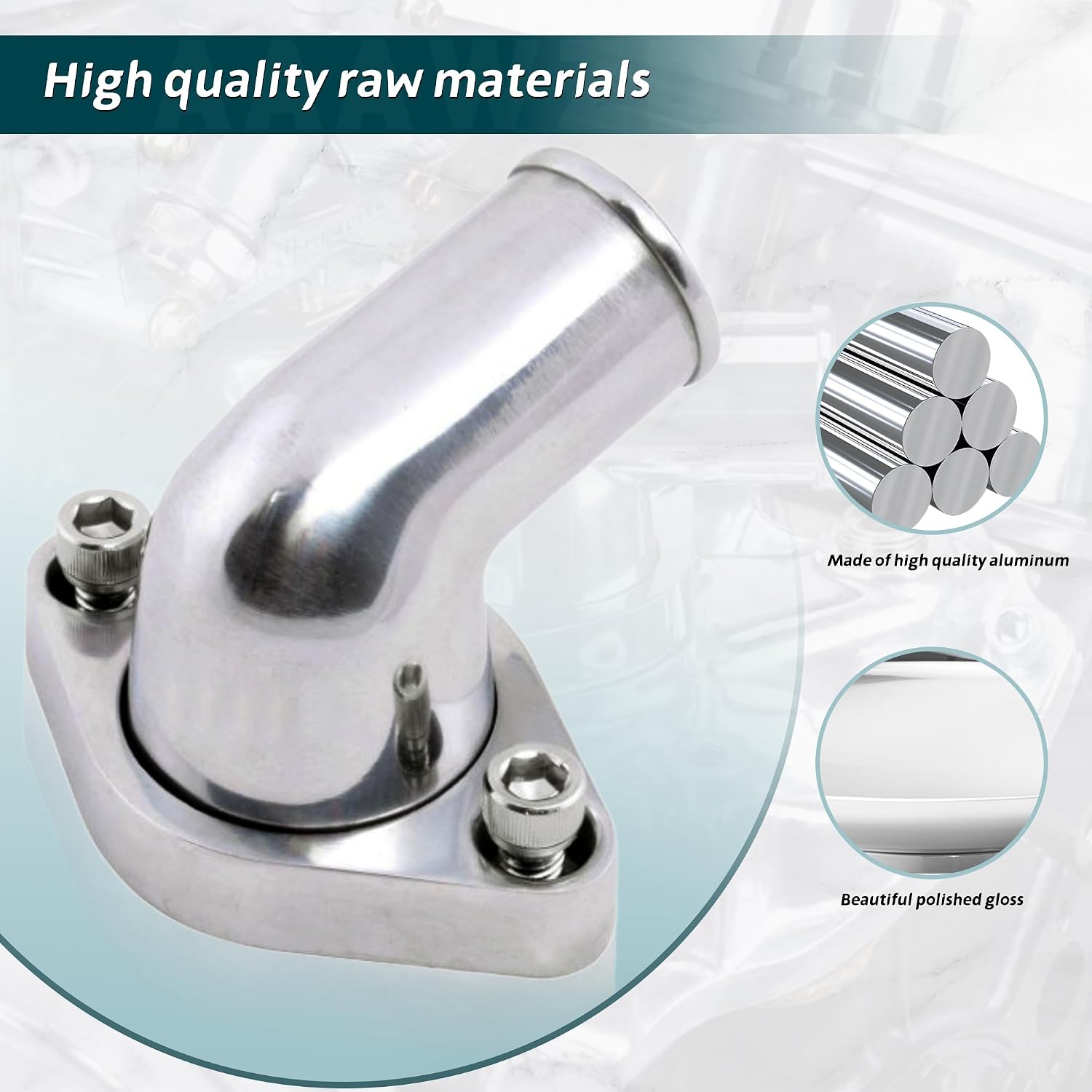 15 Degree For sbc water neck Swivel Aluminum Thermostat Housing Water Neck Polished Compatible with Chevrolet SBC BBC 327 350 454 396 ect Water Neck Thermostat Housing