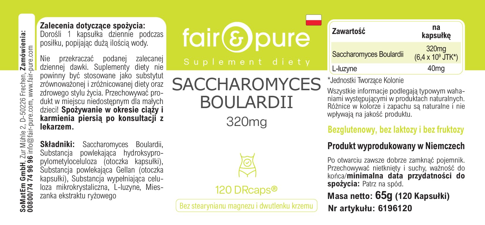Fair & Pure® - Saccharomyces boulardii - 120 capsules - 6,4 milliards de levures probiotiques sous forme de DRcaps