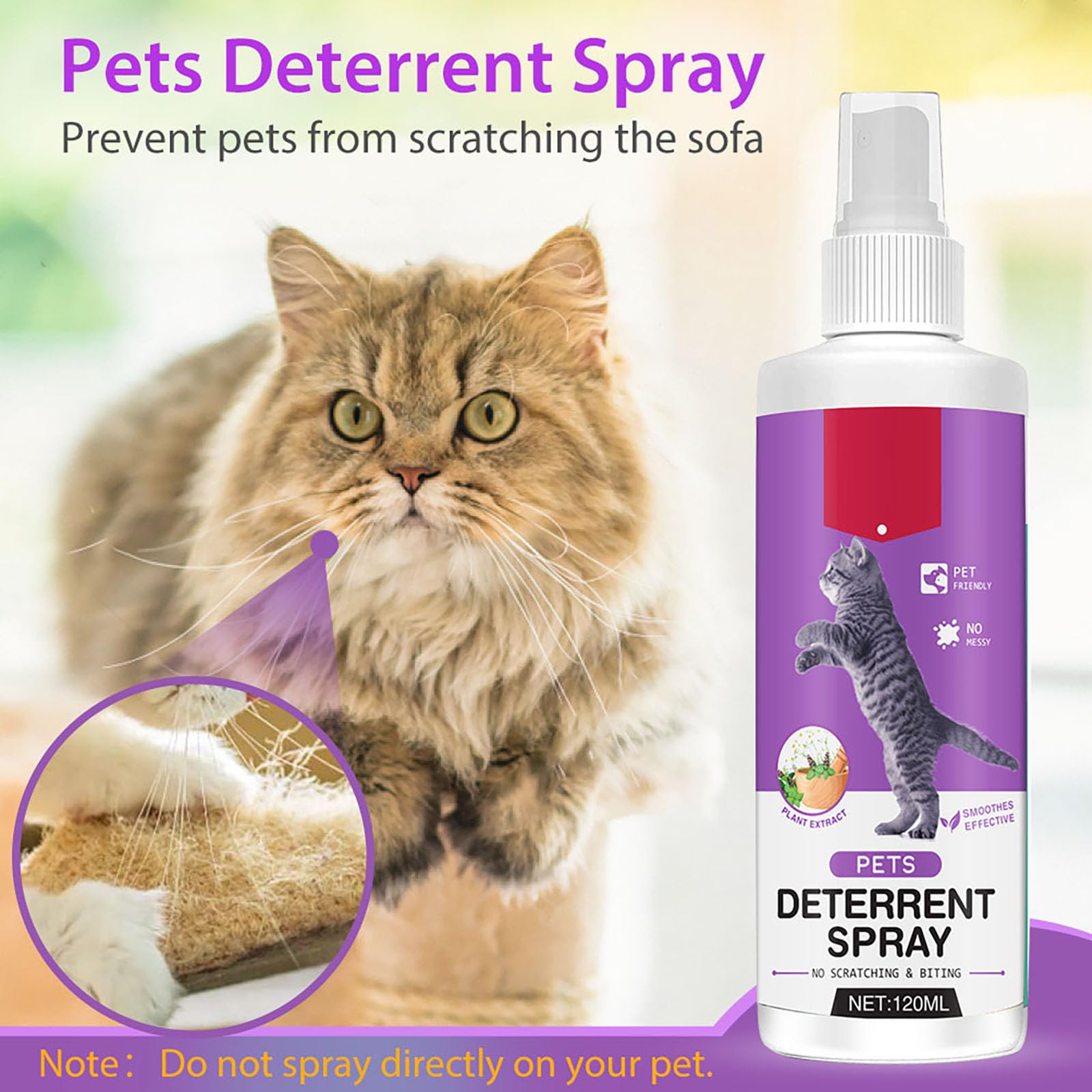 Katzenabwehrspray, Natürliches Hundeabwehrspray – Effektiver Kratzschutz für Möbel und Innenräume – Tierischer Schreck für Hunde & Katzen bei unsachgemäßem Verhalten – Für Innen & Außen - 3