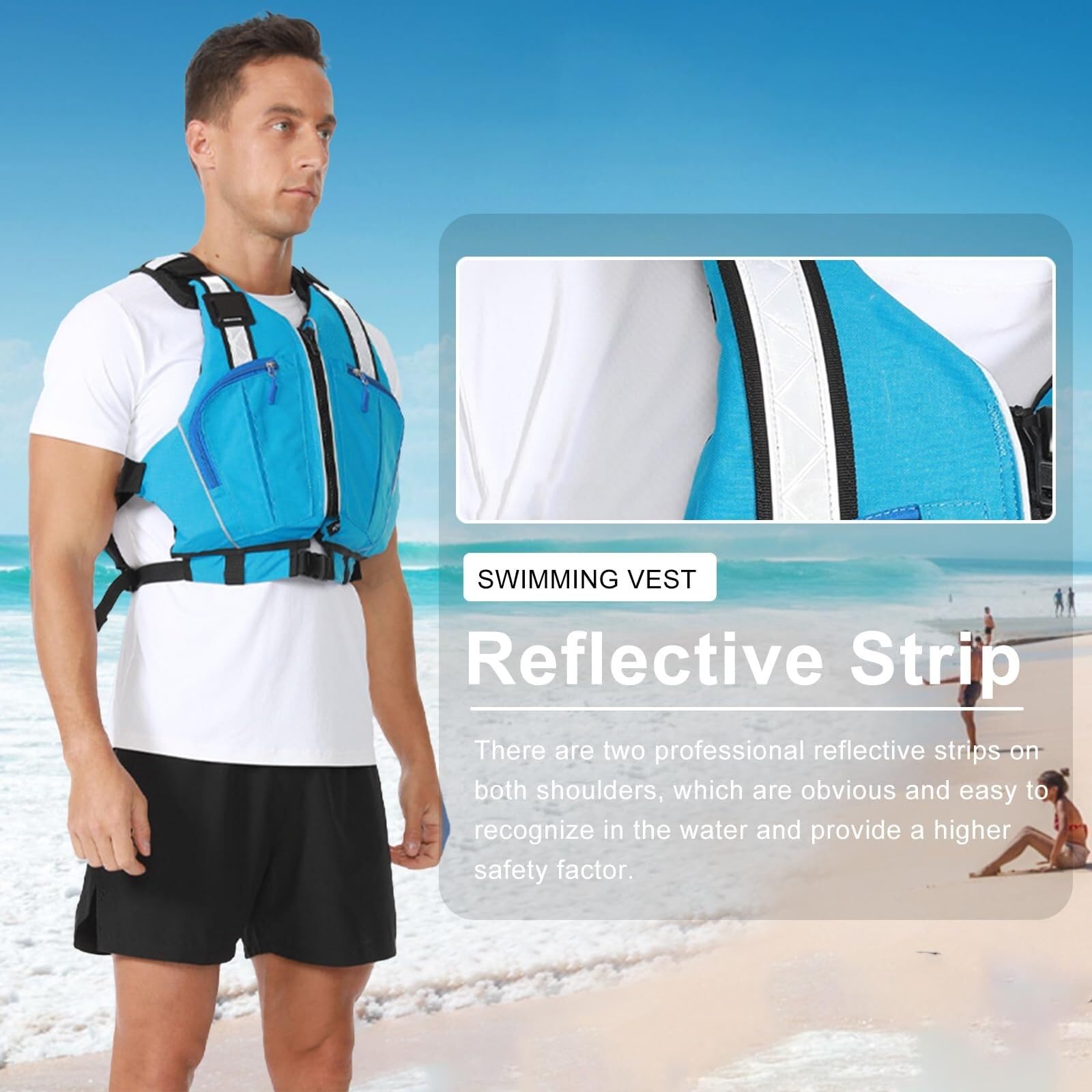 Chaleco flotante unisex ajustable alta fuerza flotante luz nylon correas reflectantes para paddle surf Natación deportes acuáticos