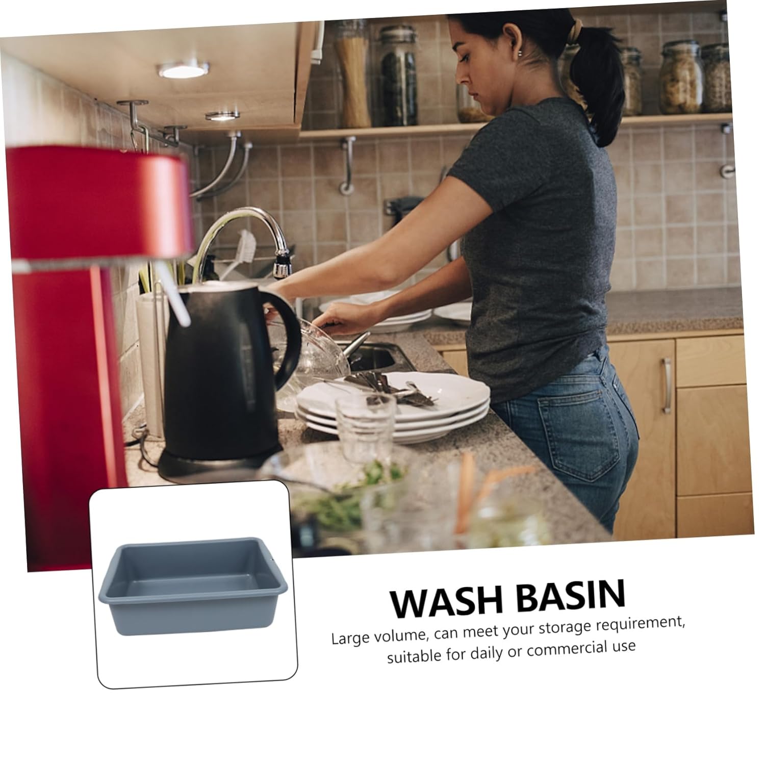 2pcs Large Volume Storage Utility Tote Bus Dish Basin Pans Sturdy Plastic Construction