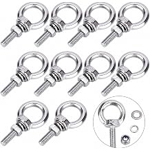 M8 Eye Bolts with Nuts, 10Pcs EyeBolts 304 Stainless Steel Eye Bolt Heavy Duty Machinery Shoulder Lifting Ring Screws Bolt with Lock Nuts & Lock Washers, Flat Washers - Thread Length 30mm