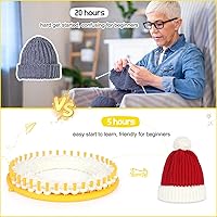 Vista 2 de Katech Juego de telares de tejer redondos de 5.5 in de diámetro, telares de plástico azul, bufanda, sombreros, herramientas para hacer manualidades