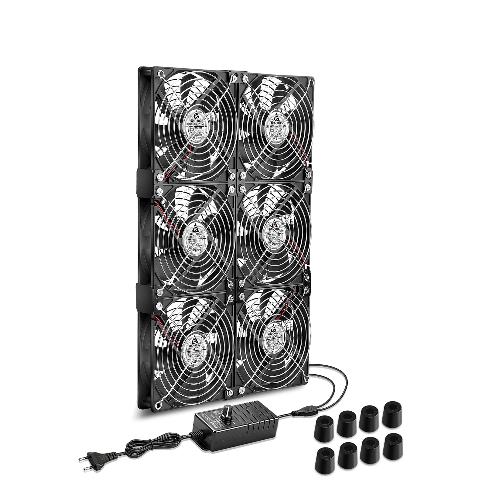 GDSTIME Lot de 6 ventilateurs 120 mm 230 V Dual 360 mm 220 V Ventilateur PC 3000 tr/min CC 4 V-12 V Vitesse réglable pour serveur d'ordinateur Serre
