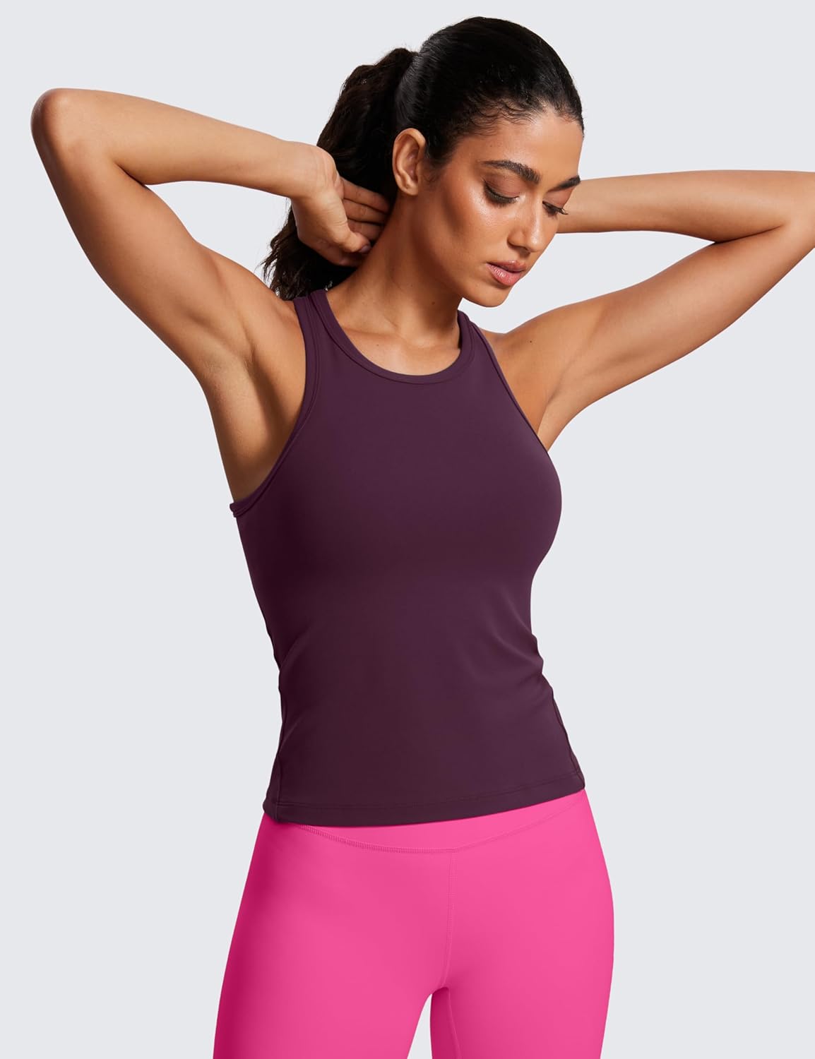 CRZ YOGA Butterluxe High Neck Tank Tops for Women - Yoga Workout Athletic Gym Camisole Racerback Sleeveless Shirts - Image 2