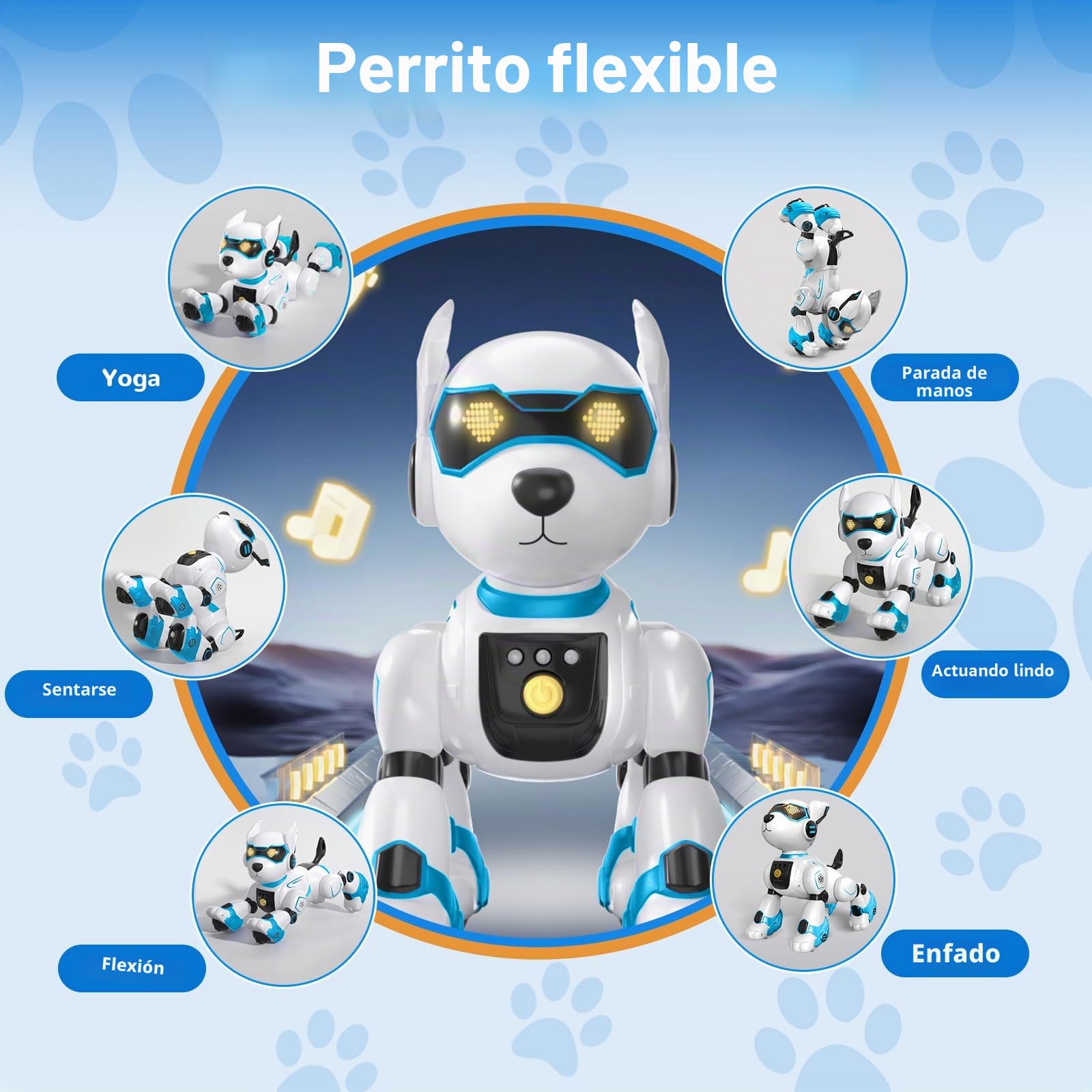 PRANITE Perro Robot para Niños, Perro Robot Programable e Interactivo, Juguete Teledirigido Recargable con Control por Voz y Gestos, Música y Baile, Regalo Ideal para Niños y Niñas