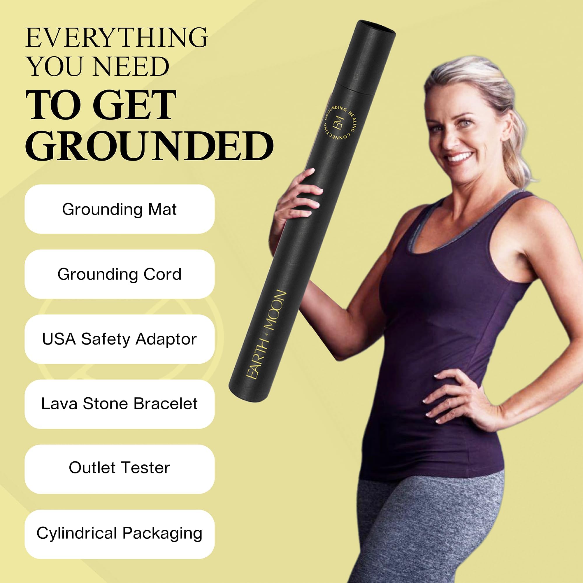 Earth and Moon, Earthing Mat for Sleeping, Grounding Mat, Grounding Pad, Universal Starter Kit, Grounding Mats for General Wellbeing, Get Grounded While You Sleep