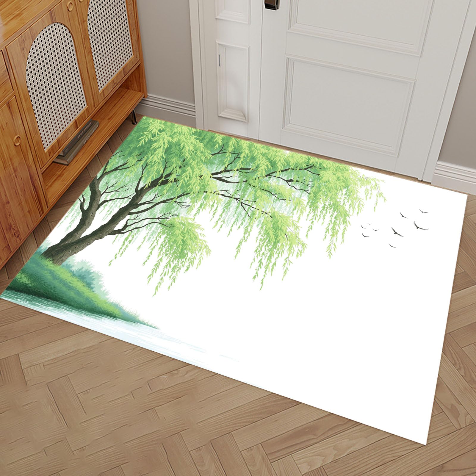 Tapis de porte oiseaux et saules 50x80cm antidérapant
