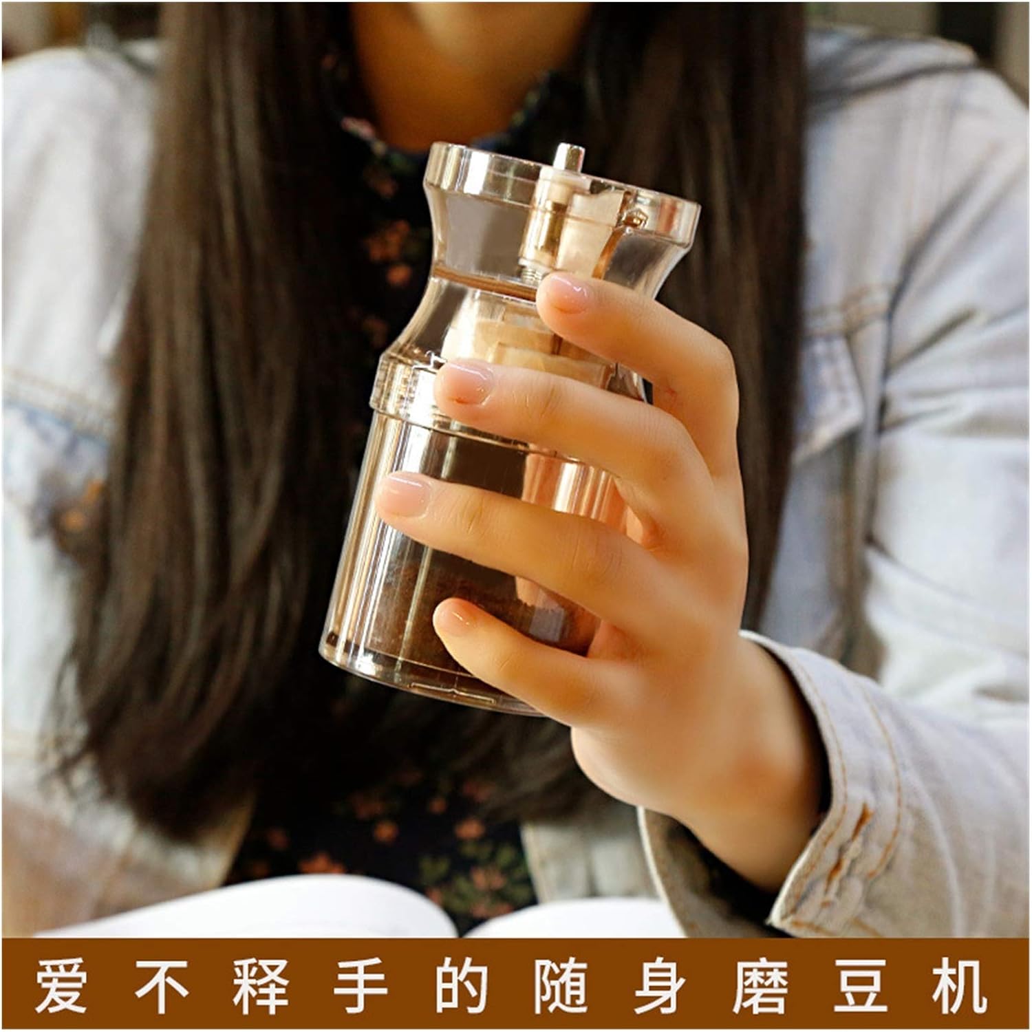 Portable Ceramic Bean Mill Adjustable For Home Office Travel Hand Coffee Grinders (Color : Black)