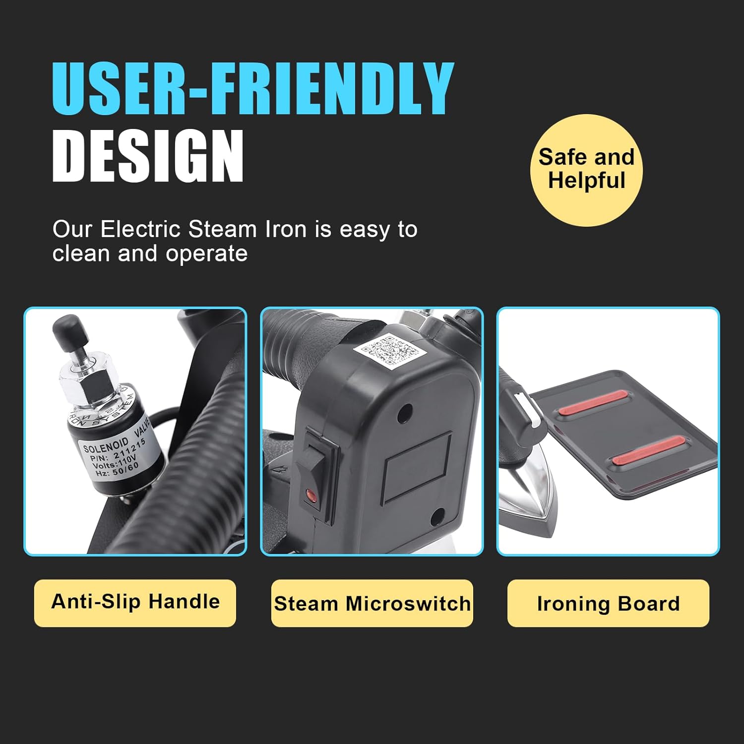 Industrial Professional Electric Steam Iron Lightweight Durable Aluminum Gravity-system Iron Large Capacity Portable 1200W High Performance 5 Temperature Settings for Clothing All Fabrics