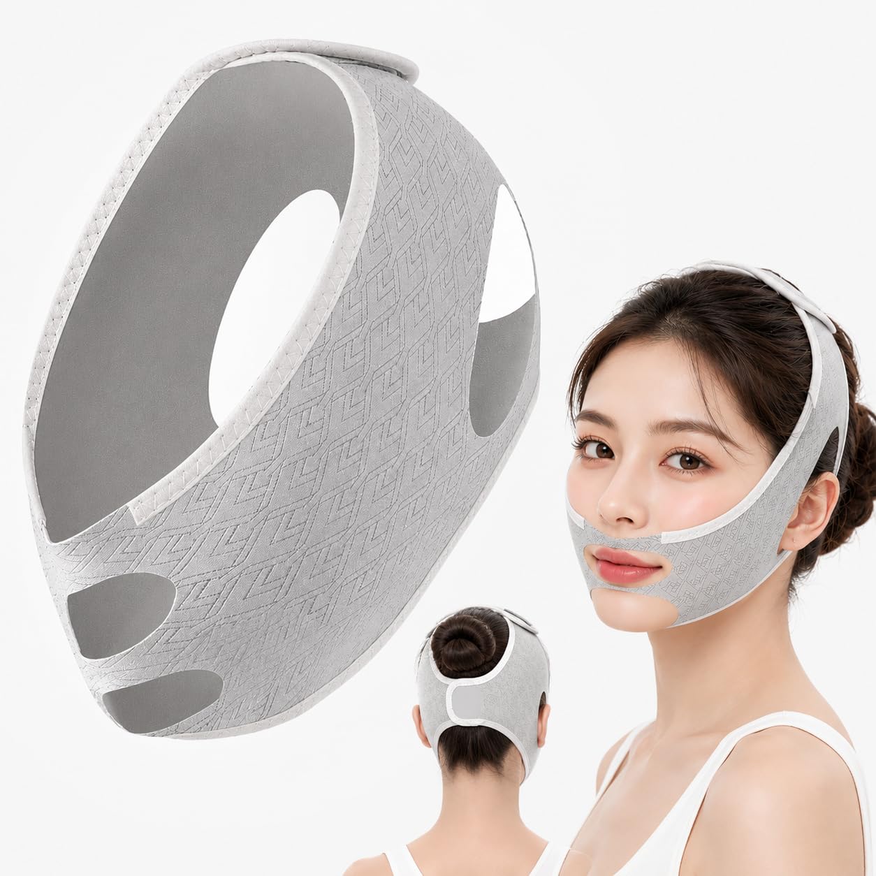 PUJI V-Shape Face Lifting Strap – Reusable Adjustable Chin Support Mask with Elastic Jawline Wrap for Men & Women, Comfortable Facial Shaping Band-image-44