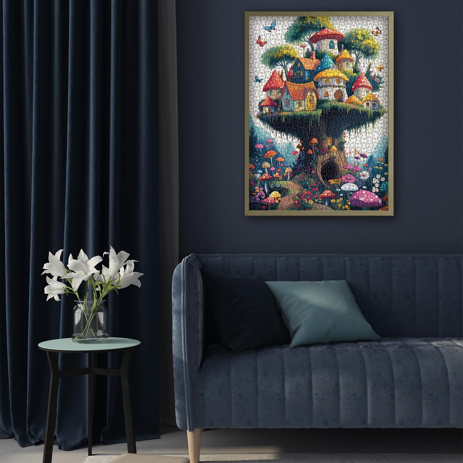 Mushroom Puzzles for Adults 1000 Pieces, Magic Mushroom Treehouse Puzzle Fantasy, Colorful Art Jigsaw Puzzle, Challenging Hard Puzzles for Adults