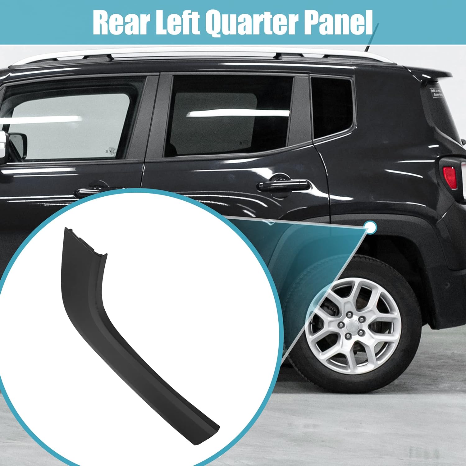 X AUTOHAUX Rear Left Wheel Flare Trim for Jeep Renegade 2015 2016 2017 2018 2019 2020 2021 2022 Rear Left Quarter Panel mudguard Trim Replace 5XB67LXHAA