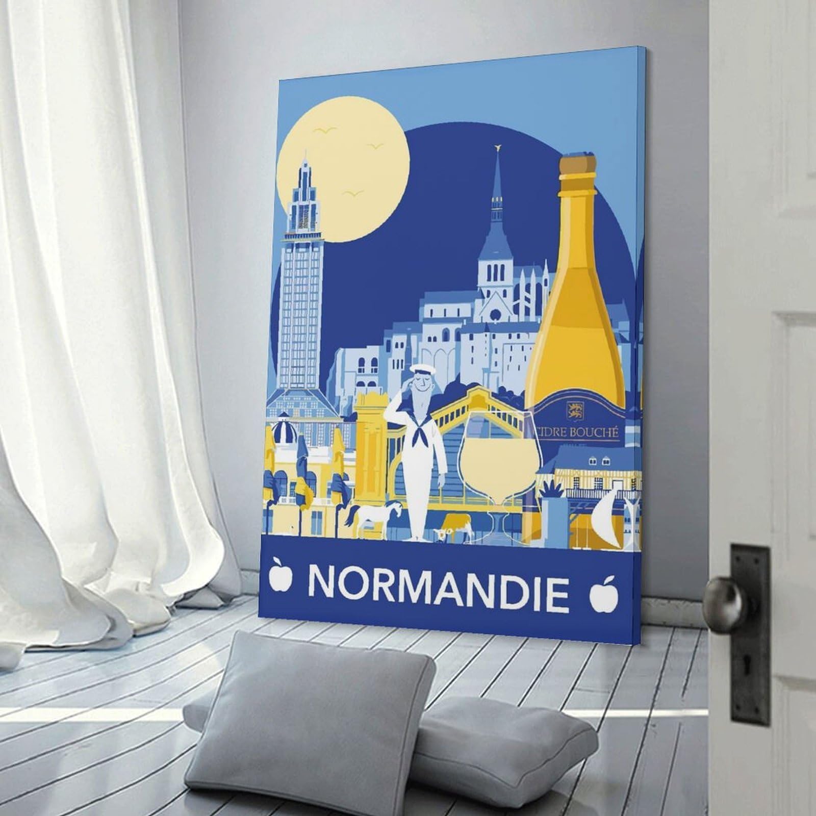 Junmoney Normandie Travel Canvas Wall Decor, 20x30inch(50x75cm), for Apartment Walls, Studios Or Work Areas, Decorative Canvas Decor for Home Updates