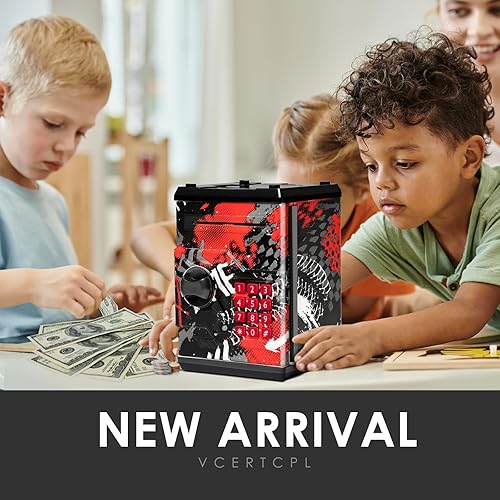 Miniatura 32 de ATM Piggy Bank for Boys Girls, Vcertcpl Mini ATM Coin Bank Money Saving Box with Password, Kids Safe Money Jar for Adults with Auto Grab Bill Slot
