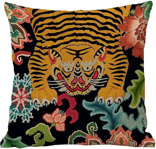 Vista 206 de ArogGeld Chinoiserie - Fundas de almohada escénicas asiáticas, estilo asiático, funda de almohada azul y verde Kelly, funda de cojín para decoración