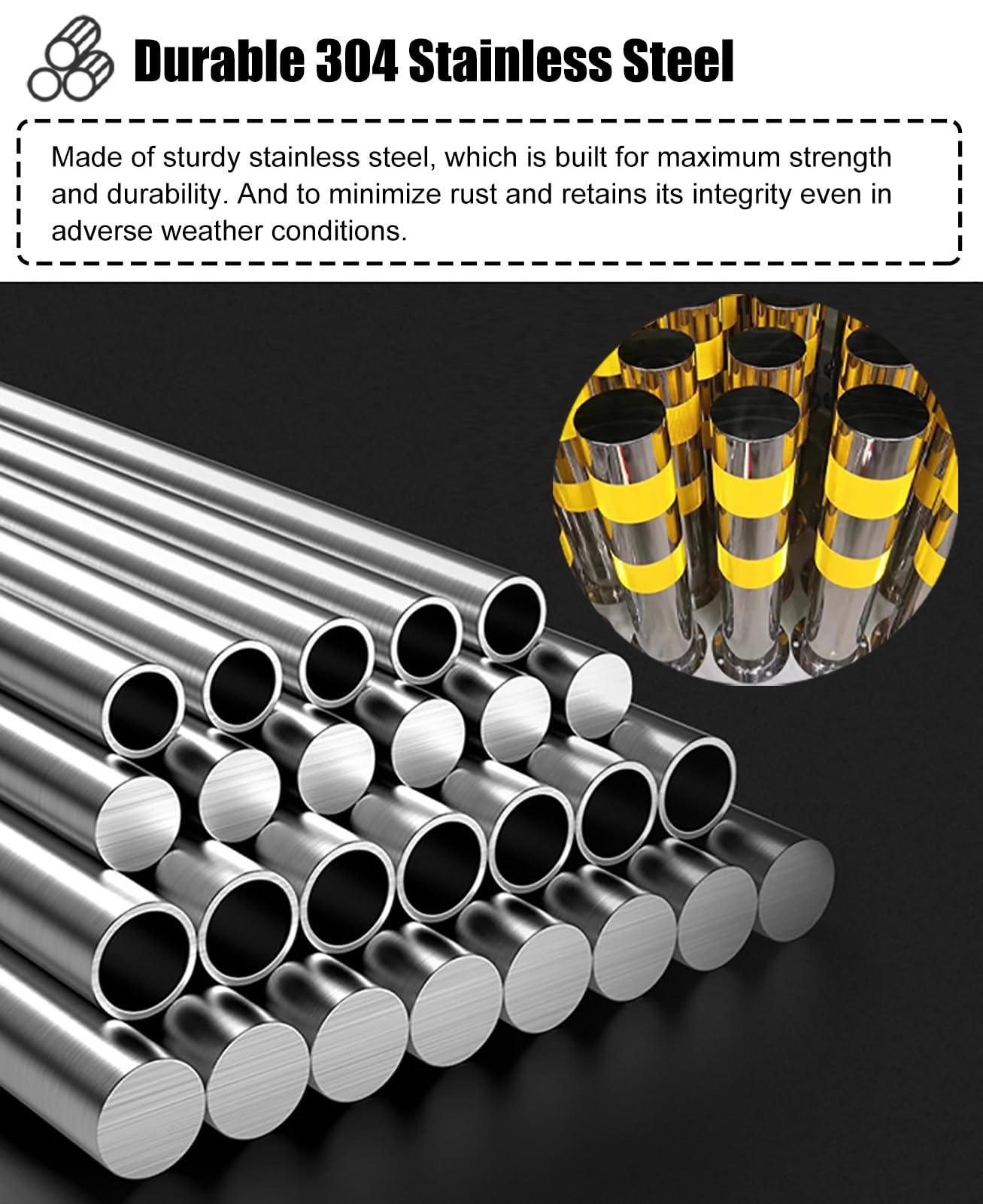 Conos de seguridad Barrera de control de acceso de poste de bolardo montado en el piso de concreto duradero for mejorar la seguridad vial y la gestión del tráfico(4Pcs,75cm)