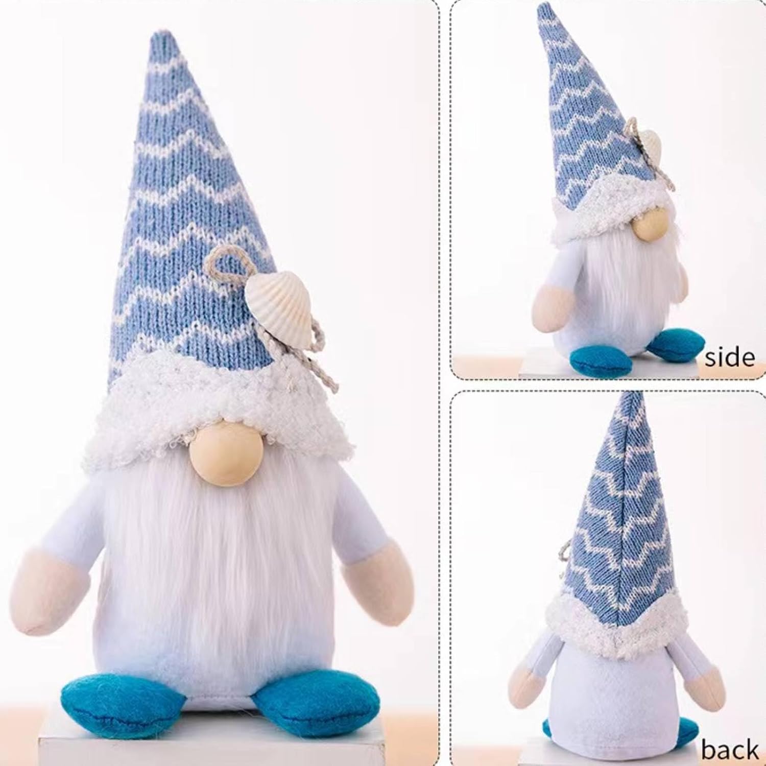 Summer Gnomes Plush, Beach Gnome Decor for Home Ocean Day Gnomes Tiered Tray Decor Handmade Tomte Swedish Nisse Scandinavian Elf Dwarf,Birthday Gnome Gifts, White