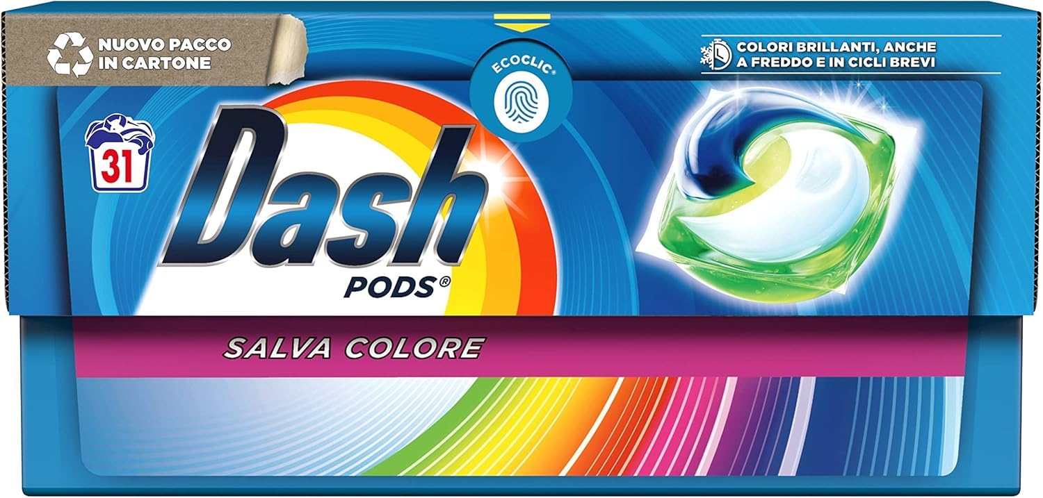 2x Dash Pods Salva Colore Waschmaschine Waschmittel in Kapseln, 31 Waschgänge - Garantieren Einwandfreie Sauberkeit Gegen Flecken + Beni Culinari Kostenloser Schlüsselanhänger