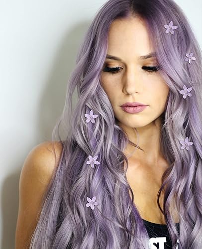 Miniatura 7 de Wecoe 20 pinzas para el pelo pequeñas de flores rosadas para niñas, lindas pinzas para el cabello brillantes pequeñas, pinzas decorativas para el