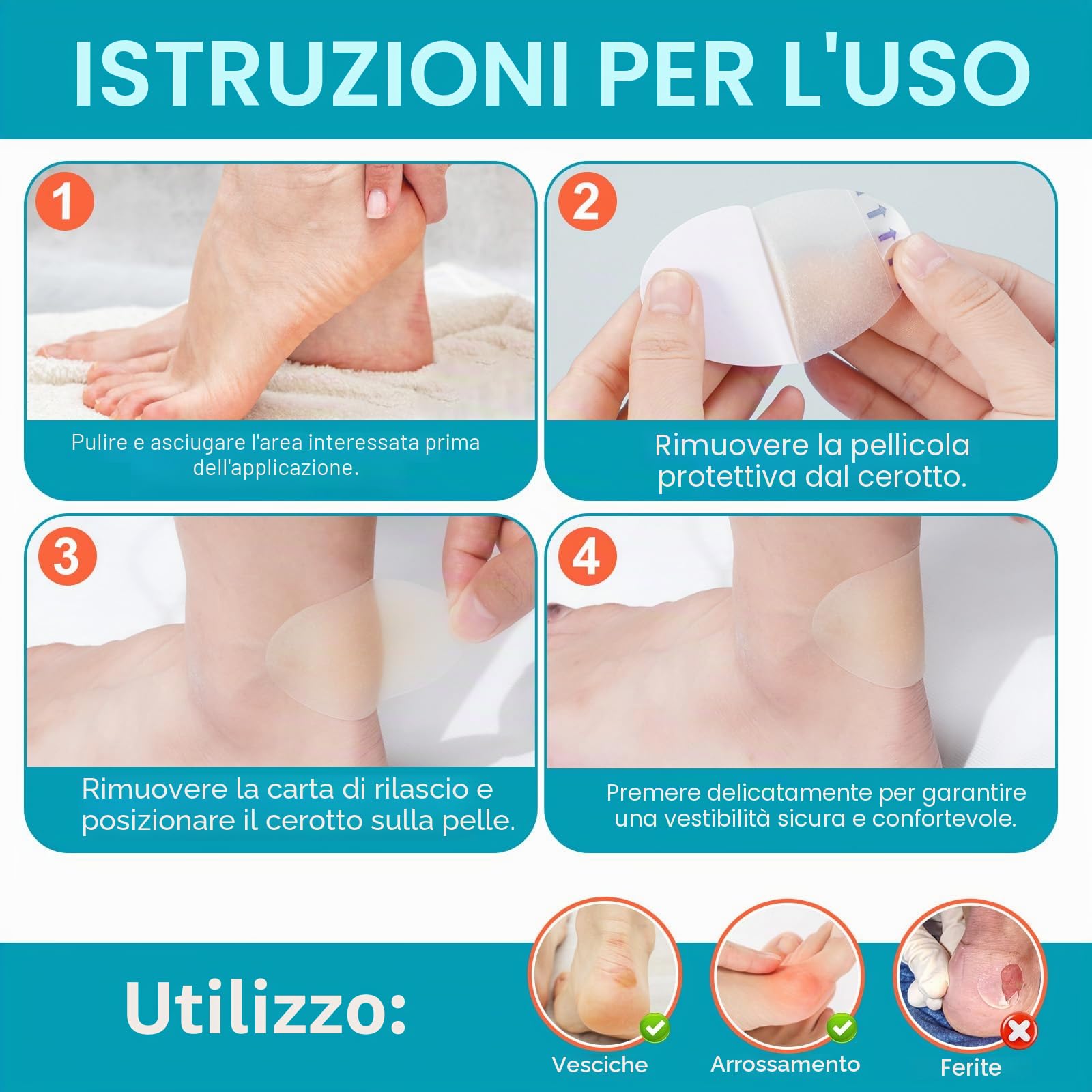 30 cerotti a bolle in gel idrocolloide, invisibili per talloni, dita e dita, cerotti resistenti all'acqua per viaggi e uso quotidiano (assortimento)
