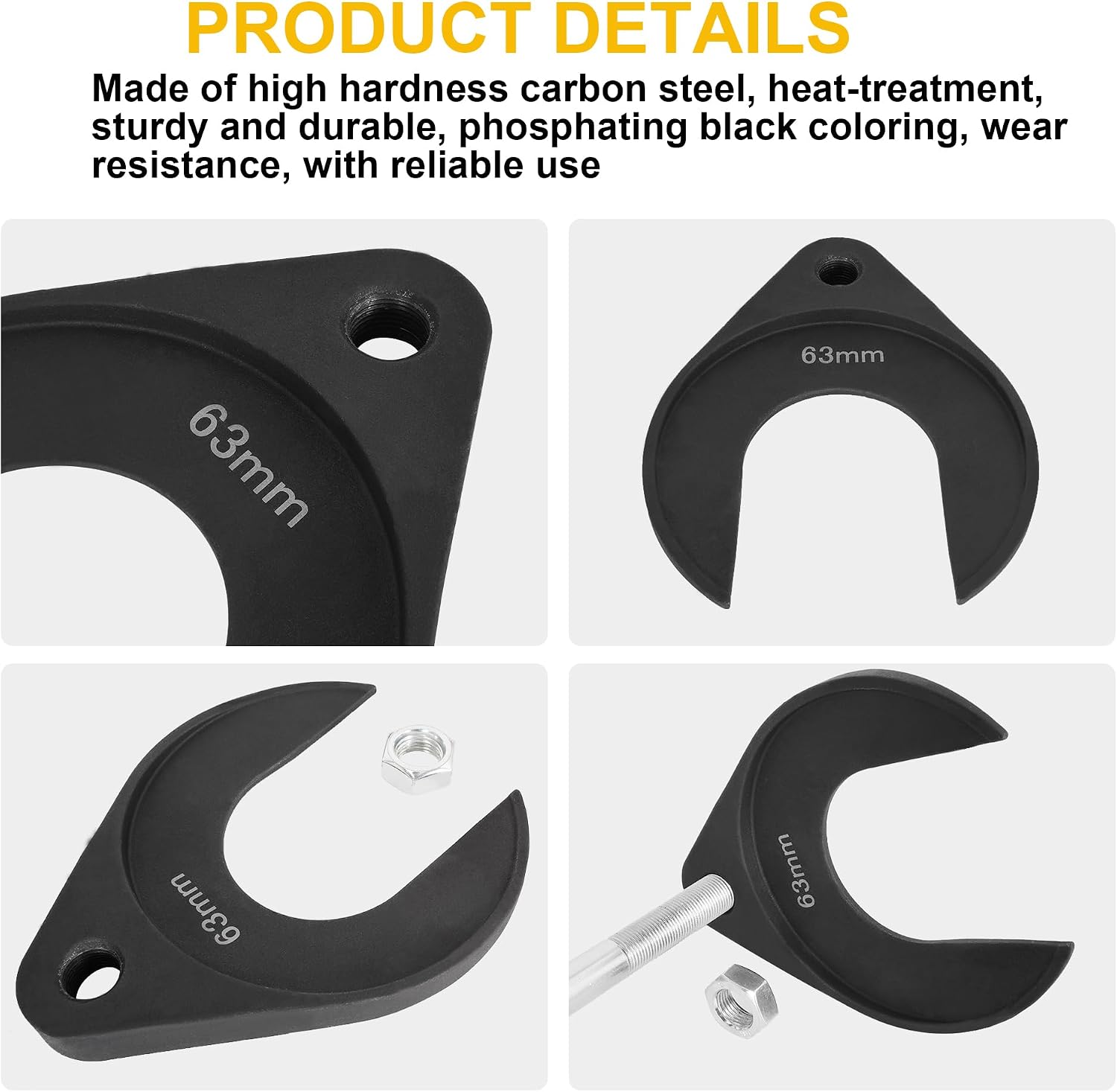 Inner CV Axle Removal Tool 63mm with Nut, Front Wheel Drive CV Axle Puller for Slide Hammers with 5/8"-18 Threads, CV Joint Removal Tool