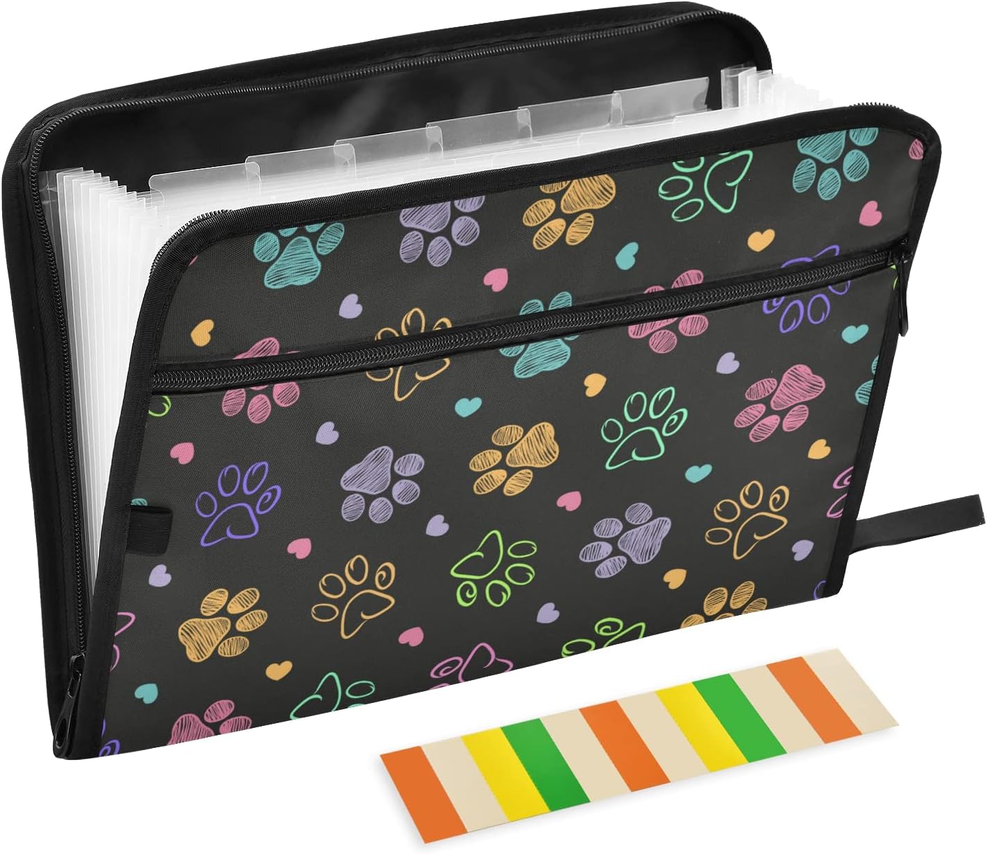 susiyo Colorful Doodle Dog Paw Print Expanding File Folder 13 Pockets Expanding Organizer File Folder for A4 Letter Size