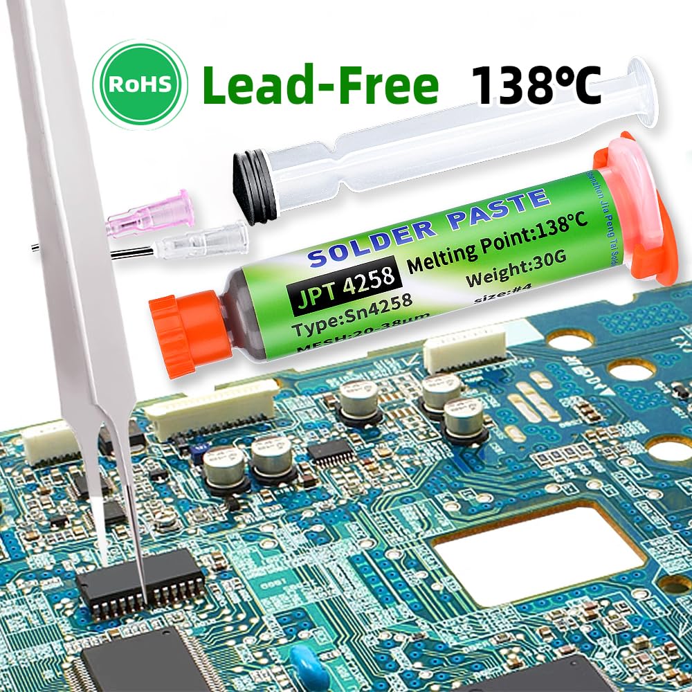 Sn42/Bi58 T4 Lead Free Solder Paste No Clean, 138℃ Melting Point (30gx4packs - View #4
