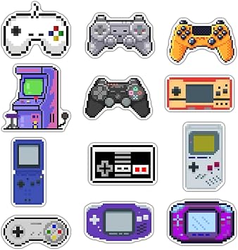 Pounchi Pixel Game Controller Fridge Magnets 12 Pcs Funny Gaming PVC Magnetic Sticker, Flexible Reusable Decorations for Office Cabinets Fridge Locker Teens