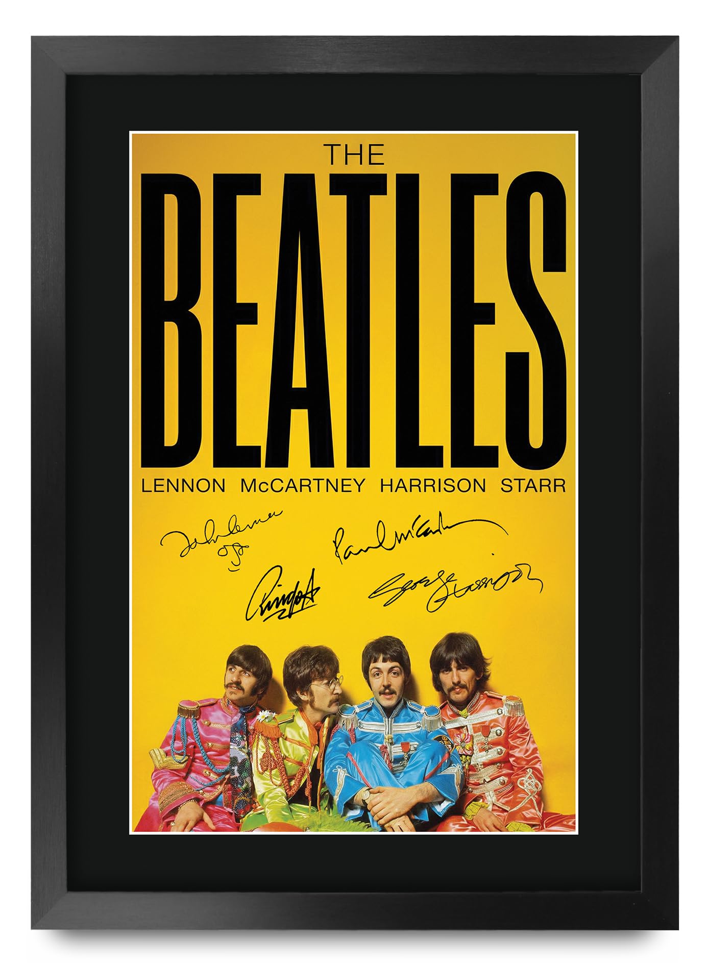 HWC Trading The Beatles Music Gifts Printed Signed Autograph Picture for Music Memorabilia Fans (ID-000174) - A3 Framed