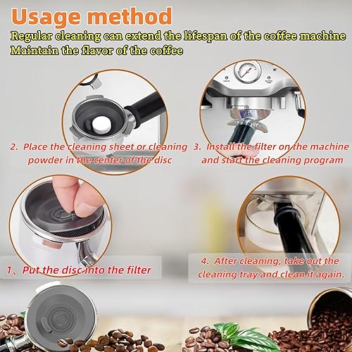 Miniatura 3 de Disco de limpieza espresso para máquina de café espresso Ninja y Breville, tabletas de limpieza de disco de retrodescarga de silicona compatibles