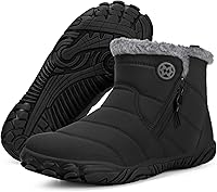 Vista 12 de Botas descalzas para hombre y mujer, botas de nieve de invierno, botines cálidos, suela cero caída, puntera ancha, forro de piel, tenis