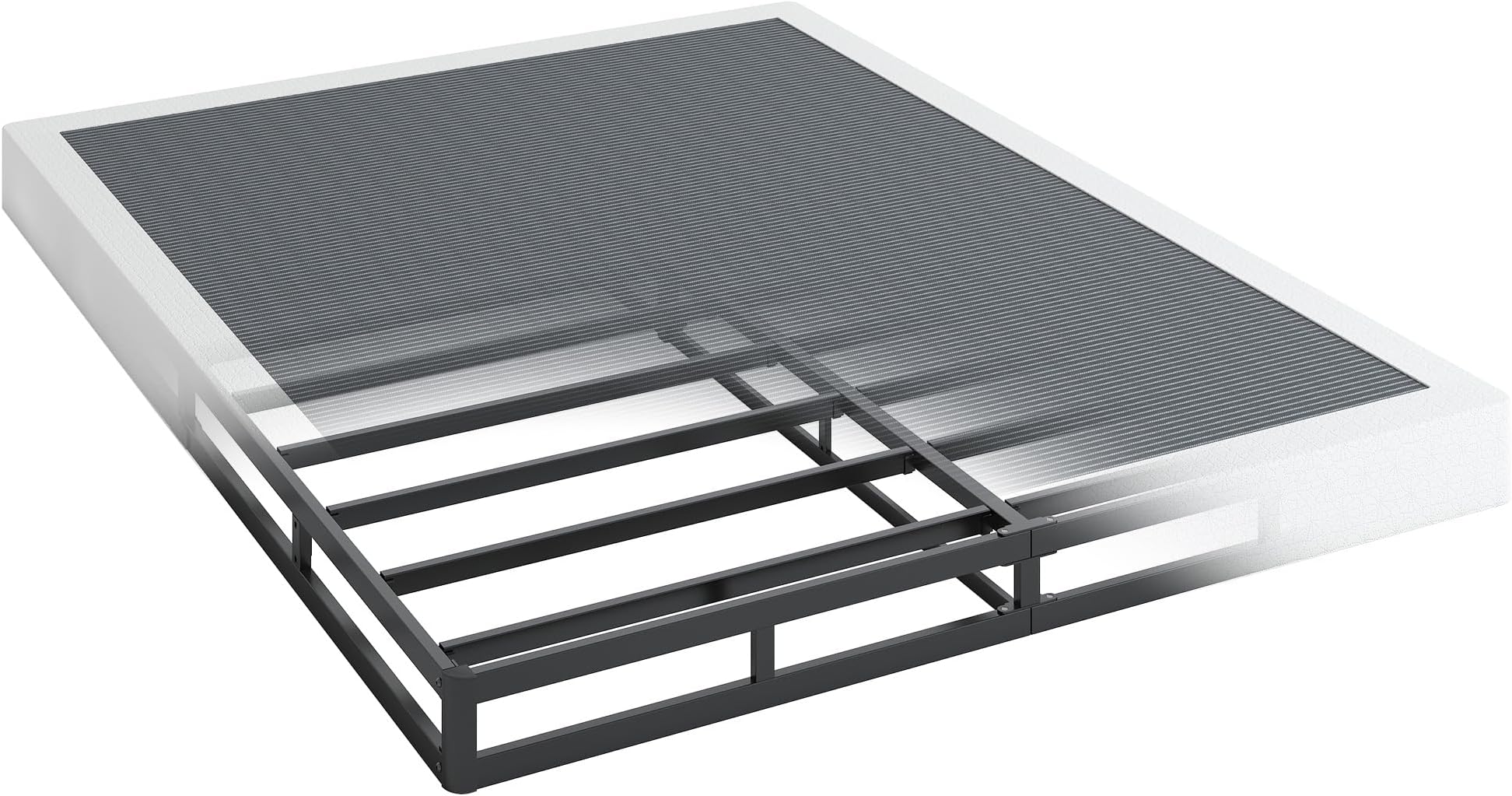 5 Inch Low Profile Box Spring, Sturdy Metal Frame Mattress Foundation, Easy Assembly, Quiet & Noise-Free, King Size