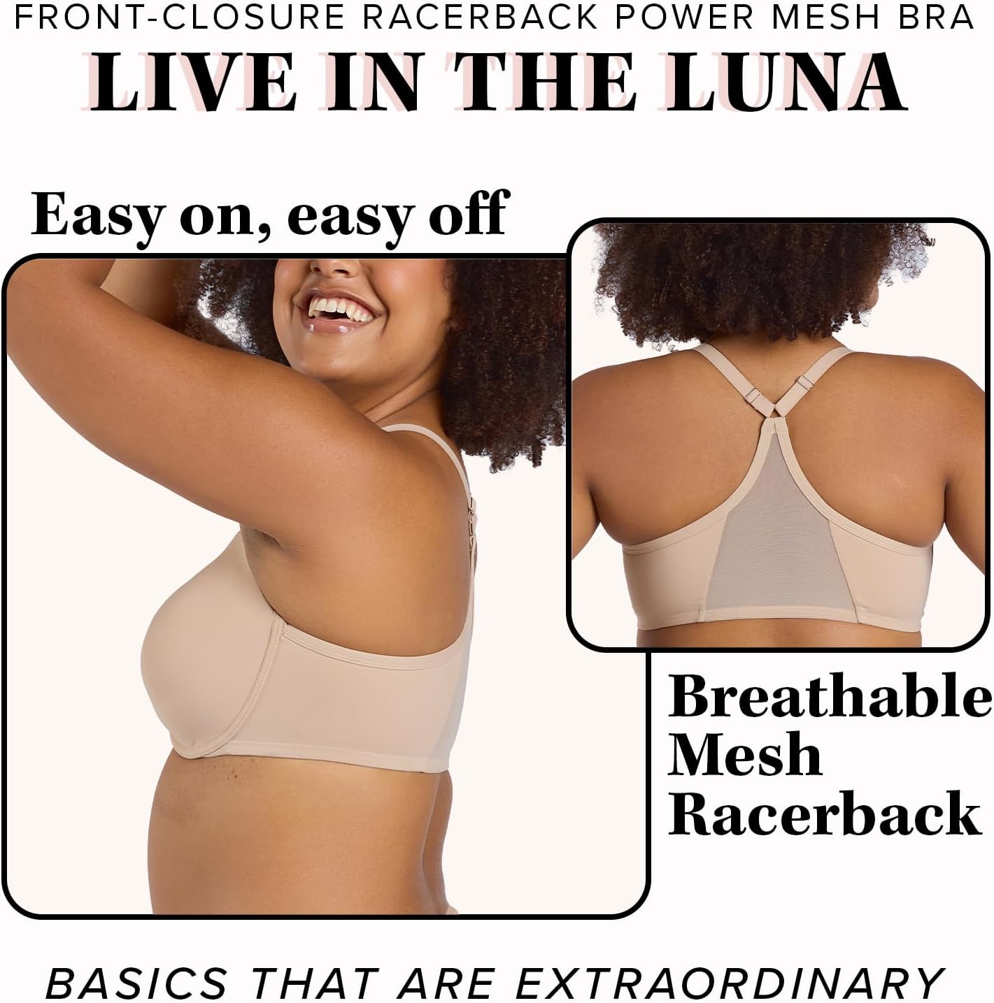 LEADING LADY, Luna, Underwire Bra, Front-Closure, Mesh Racerback, Lightly Padded Cups, Smoothing, Bras for Women, 40A-46DDD - Image 5