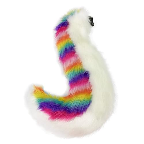 FurryValley Fursuit Tail Fur Partial Furry Tail for Cosplay Party Costume for Kids Adults - Rainbow