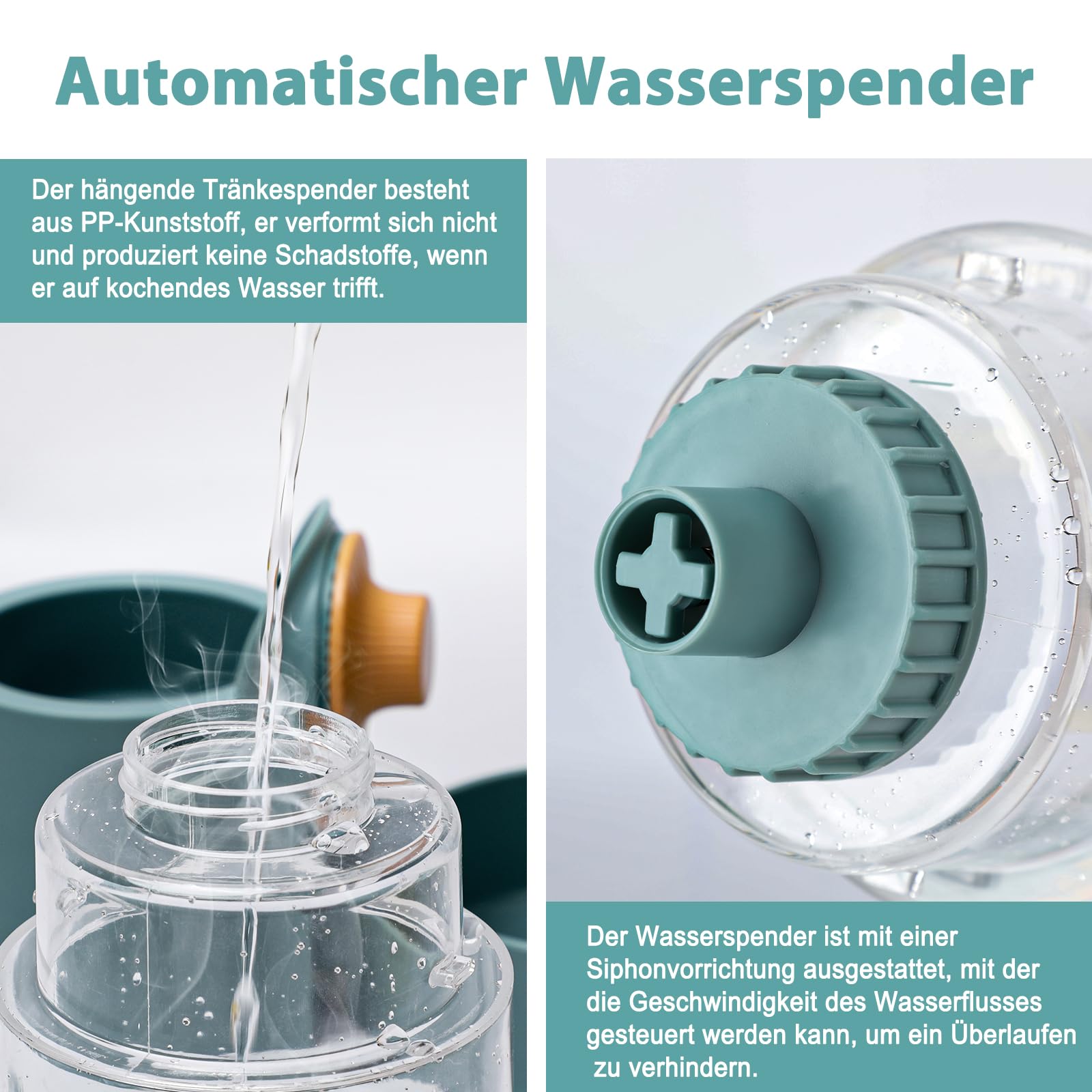HYLYUN Kaninchenfutter Wasserspender 1L / 35oz Hängende Meerschweinchen Wasserflasche, Automatischer Tierfutterspender, Kaninchenkäfig Futternapf für Meerschweinchen Igel Frettchen Kaninchen