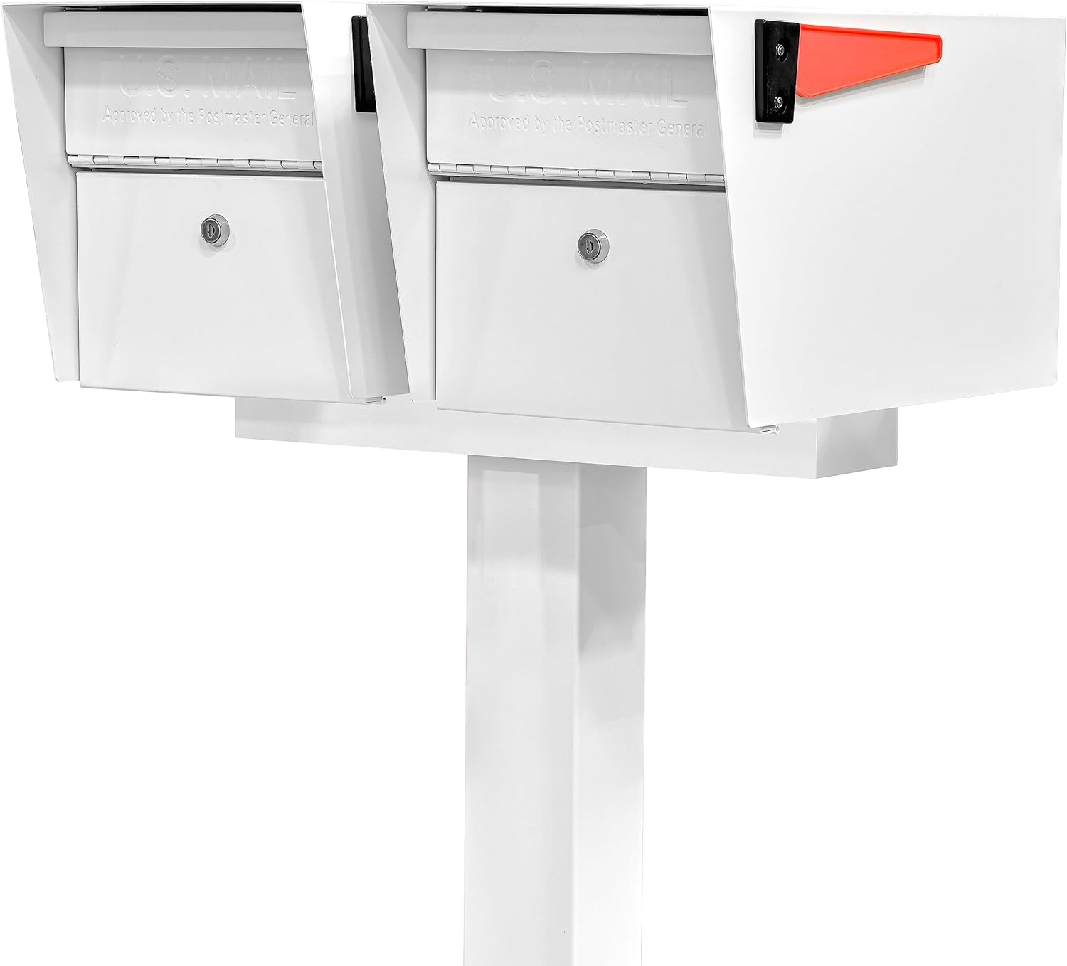 Mail Boss 7509 Mail Manager Curbside Locking Security Mailbox, Alpine White & 7148 Box Spreader Bar for Two-Mailbox Applications, Alpine White