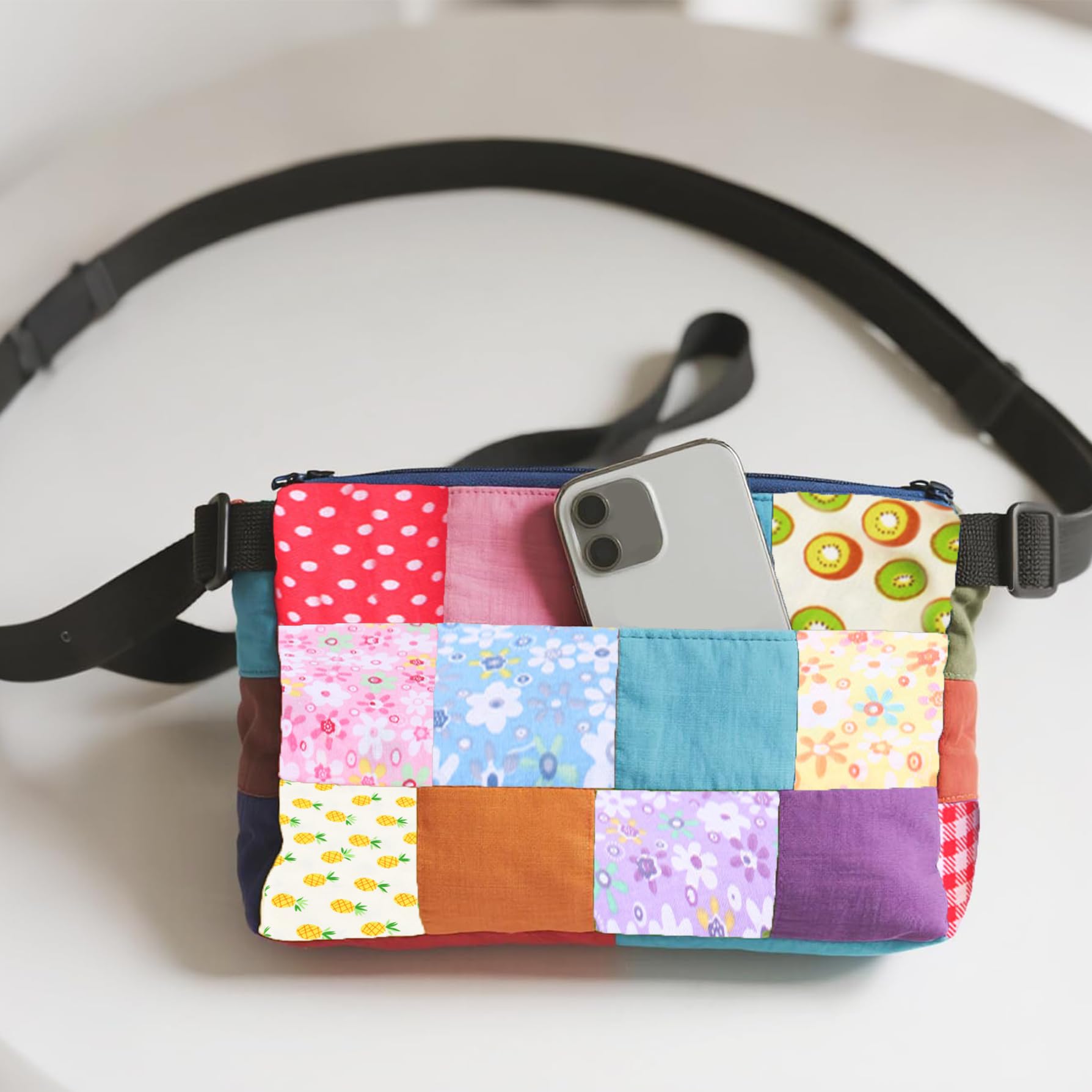 7 Pcs Blue Cotton Fabric Squares, 9.8 x 9.8 Inch (25 x 25 cm), Precut Quilting Fabric Bundles for Patchwork, Floral Craft Fabric for DIY Sewing, Scrapbooking, Dolls and Pillowcases - 5