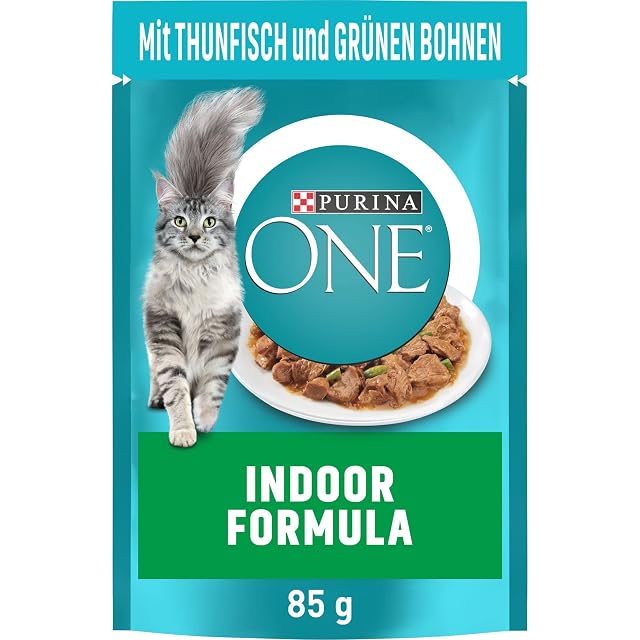 PURINA One Indoor Formula Comida para Gatos húmeda, delicados trozos en Salsa para Gatos domésticos, con atún