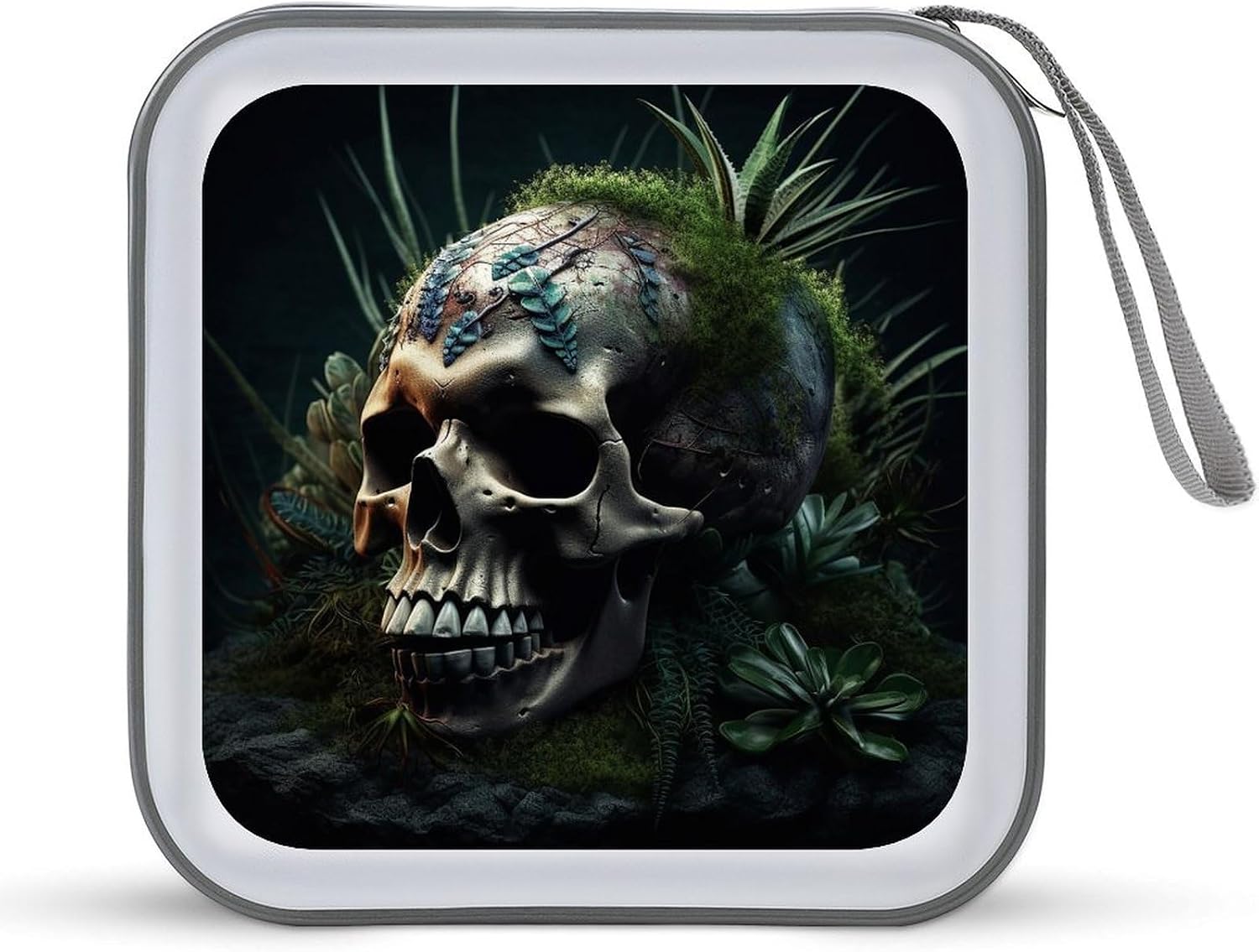 40-sheet Capacity CD Case Storage Bag,Skull And Plants Printed Large Capacity CD Protective Storage Organizer Portable DVD Case for Car, Home,Office,Travel