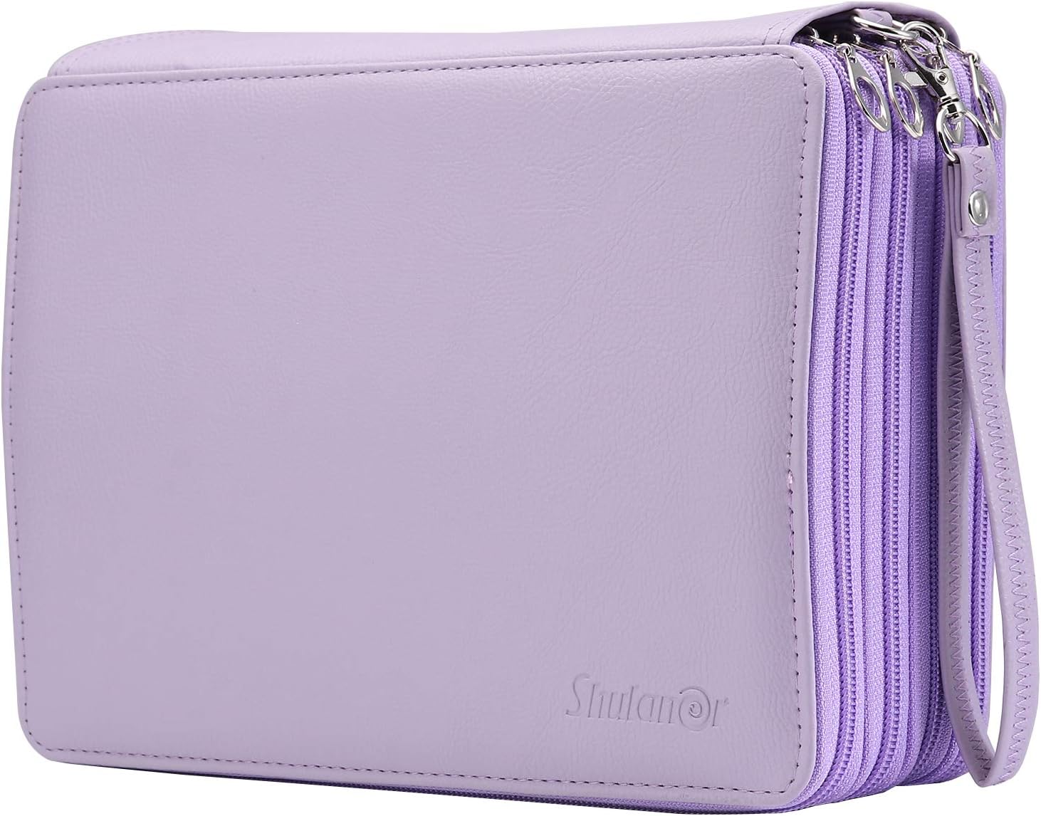 Colored Pencil Case Organizer PU Leather Large Capacity Portable Pencil Bag 96 Slots Pencil Holder