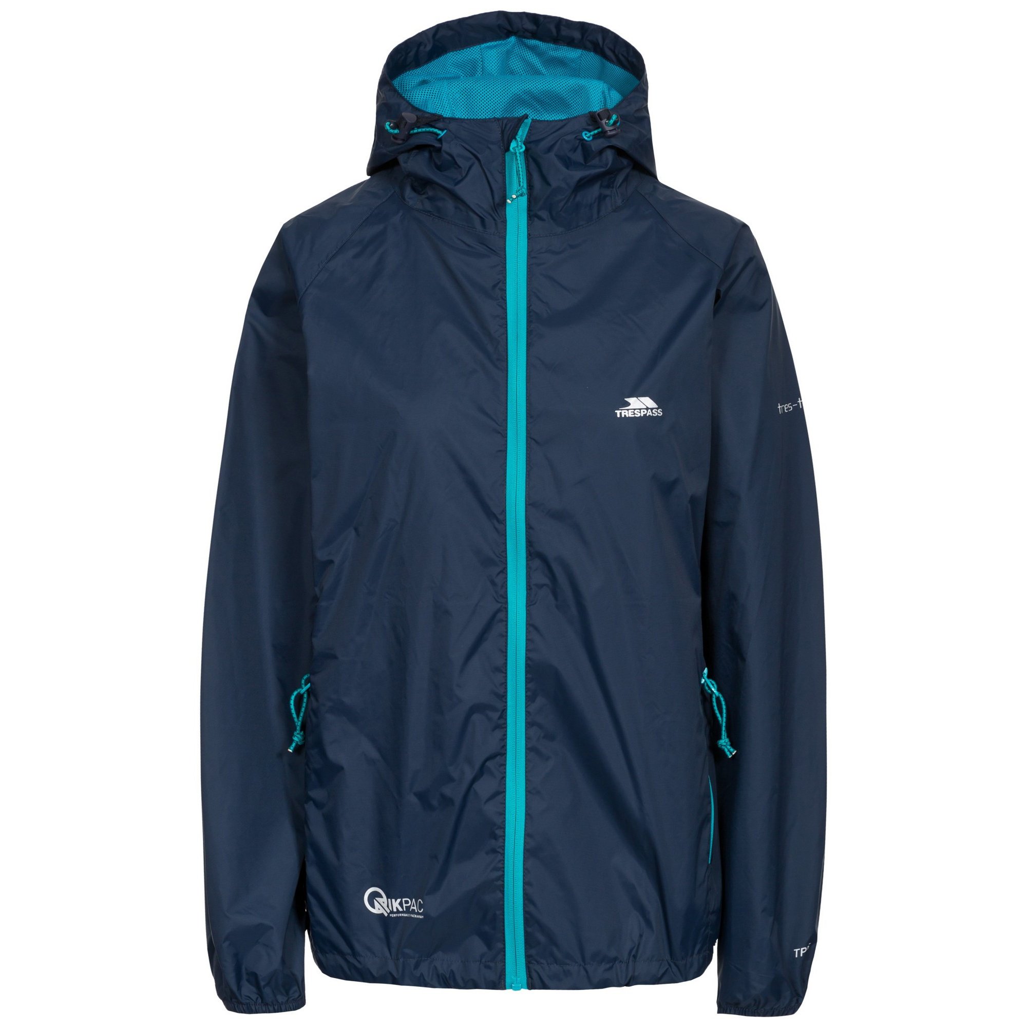 Trespass Women's Qikpac Waterproof Hooded Jacket With Packaway Pouch - Navy - M
