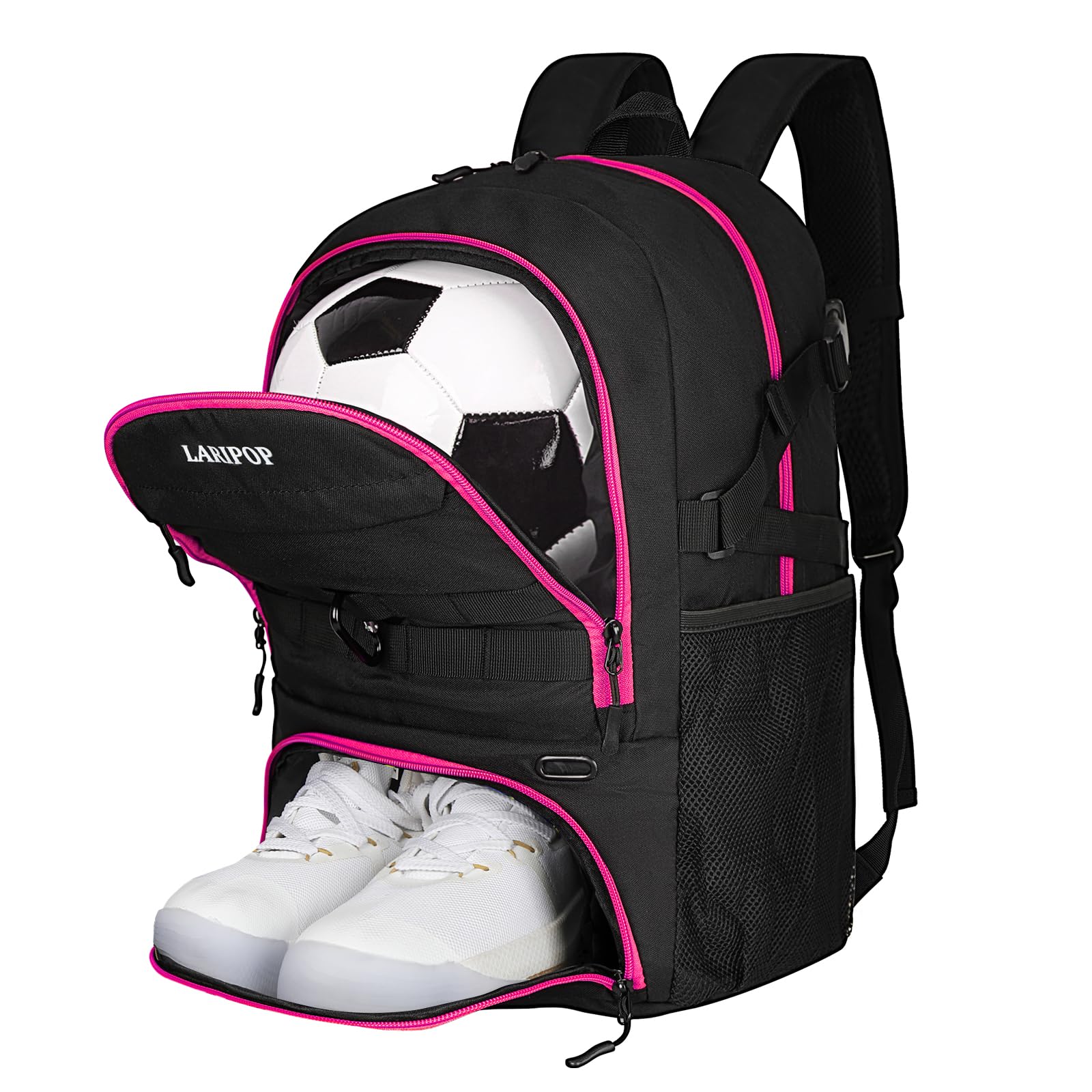 LARIPOP Soccer Backpack,Soccer Bag with Ball Holder and Shoe Compartment,Sports Equipment Training Bags Fits Basketball