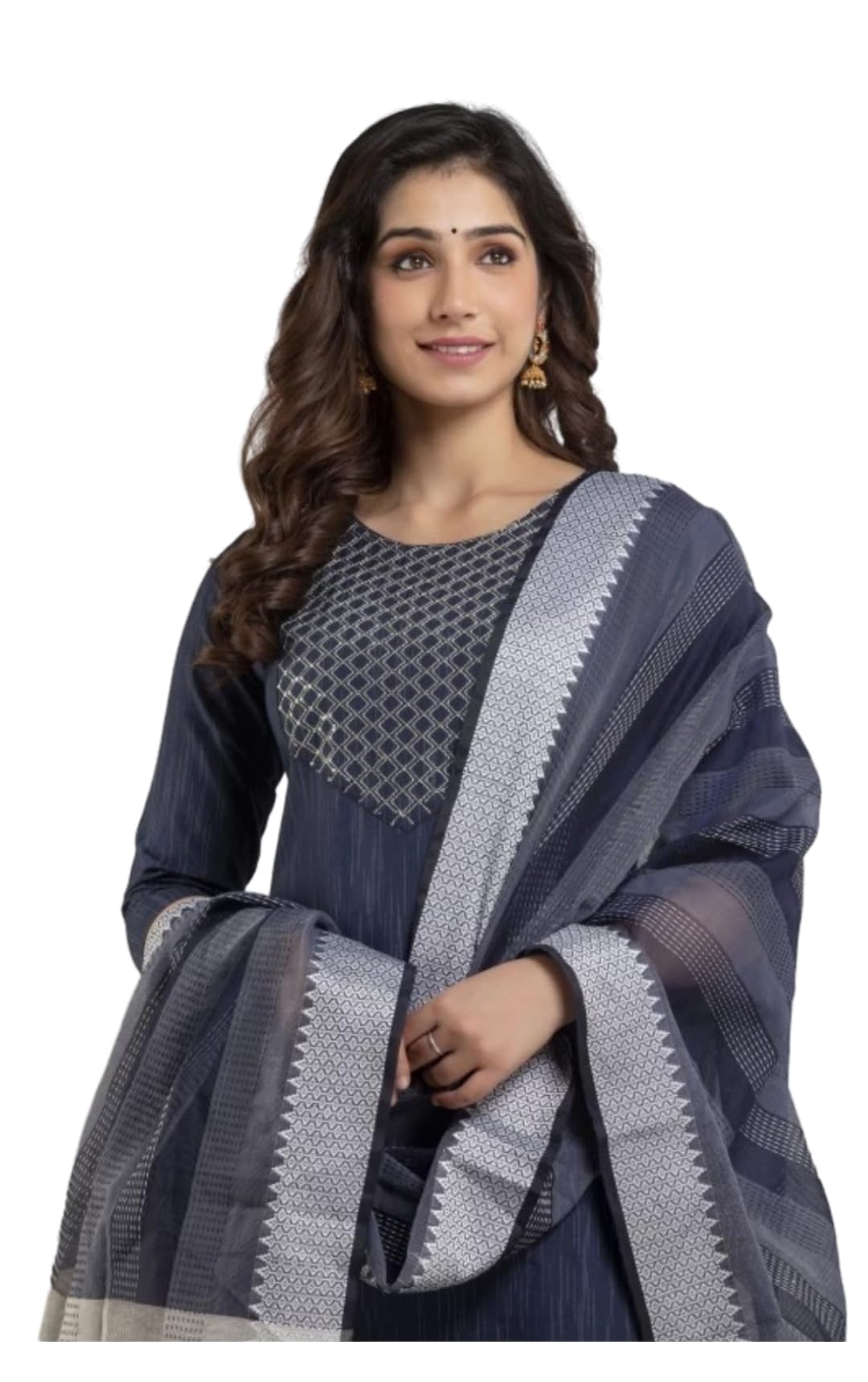Appywave Cotton Printed Readymade Embroidery Salwar Suit For Women with Dupatta, Slim Fit-picture-28