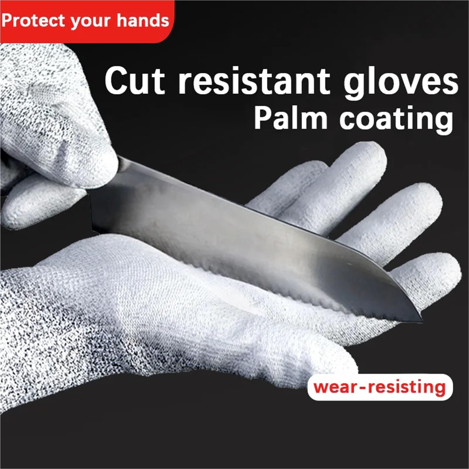 Guanti antitaglio, antiscivolo, resistenti all'usura, guanti di protezione dal lavoro, rivestiti in PU, antigraffio Resistente alla perforazione(Xs)