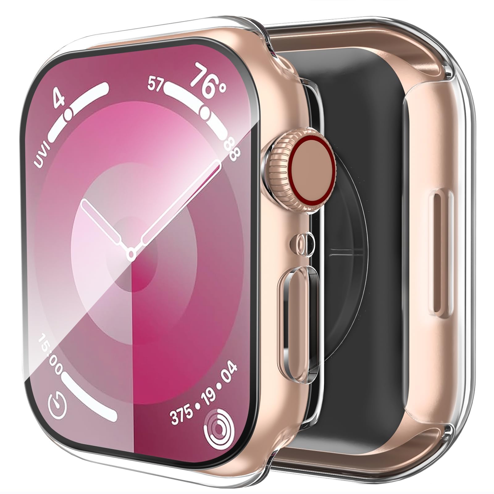 Uluck 2 Stück Hard Hülle mit Glas Displayschutz Kompatibel Apple Watch, Displayschutz Rundum Schutzhülle Schutzhülle Ultradünnes Schutz Case
