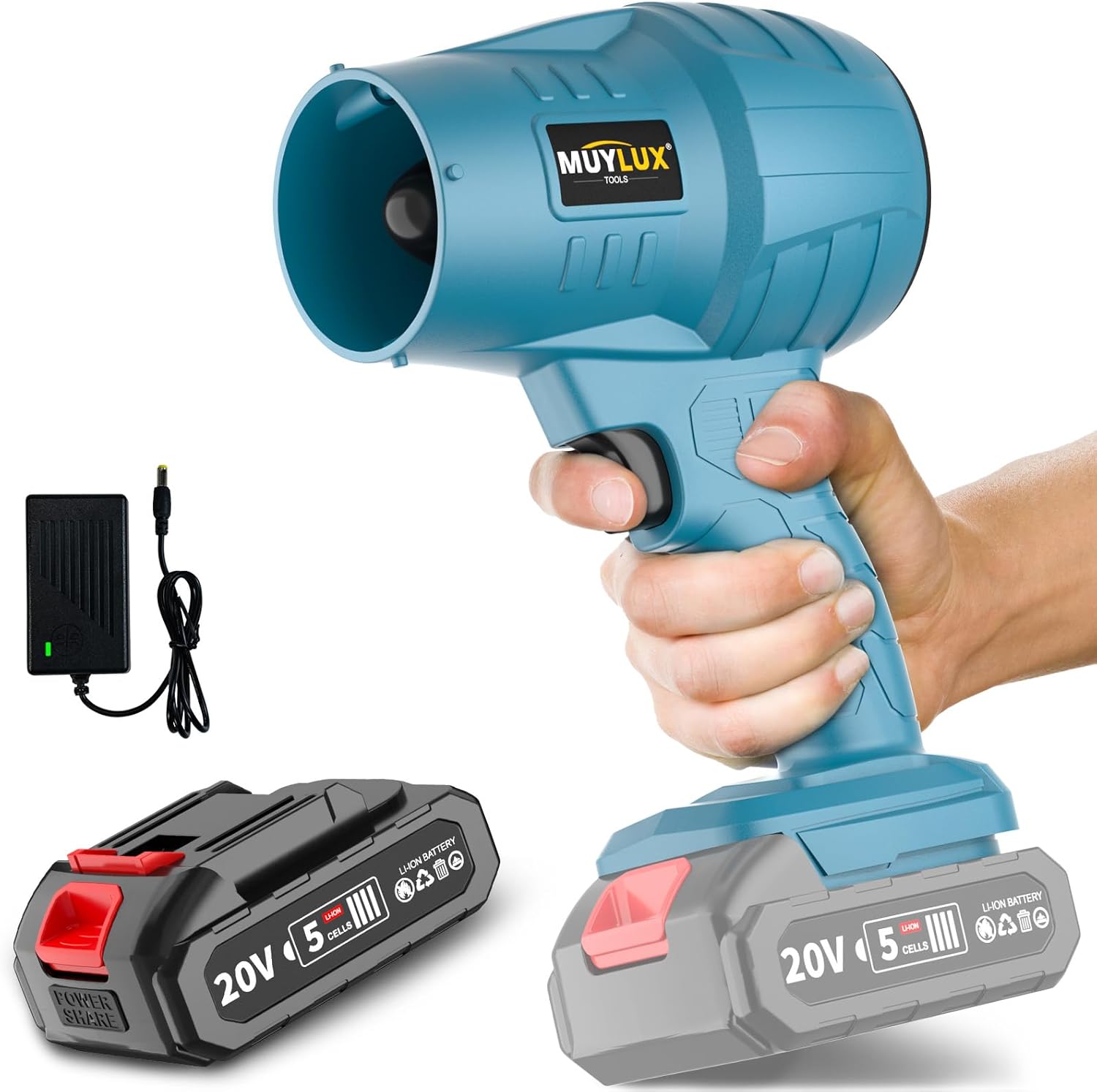 Electric Cordless Leaf Blower Handheld Leaf Blower 1 X 2.0Ah Battery and Charger Included, Lightweight Leaf Blowers for Patio Cleaning, Lawn Care, Blowing Leaves and Dust, Blue