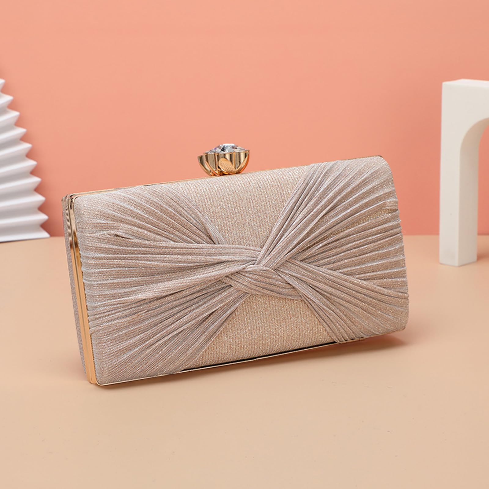 Bolsa de Noche para Mujer Lentejuelas Clutch Diamantes de Imitación Bolso de Fiesta Bolso de Boda Bolsa de Cadena Elegante Bolso de Hombro para Banquete Boda Fiesta de Graduación Champán
