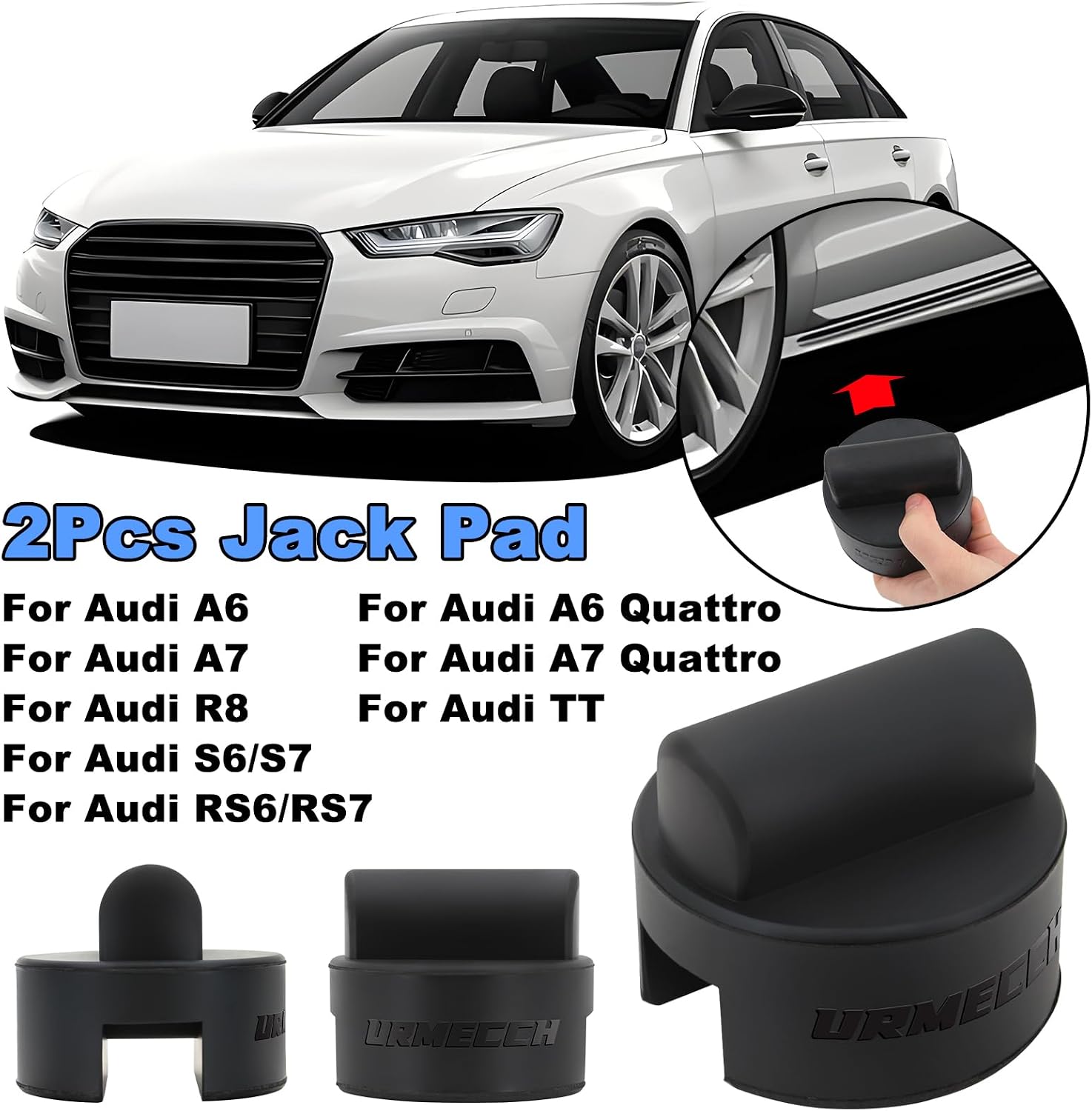 Car Jack Stand Pad for Audi R8 RS A6 A7 RS5 Rubber Jacking Pucks Adapter Slotted Frame Rail Protector for Lifting Car